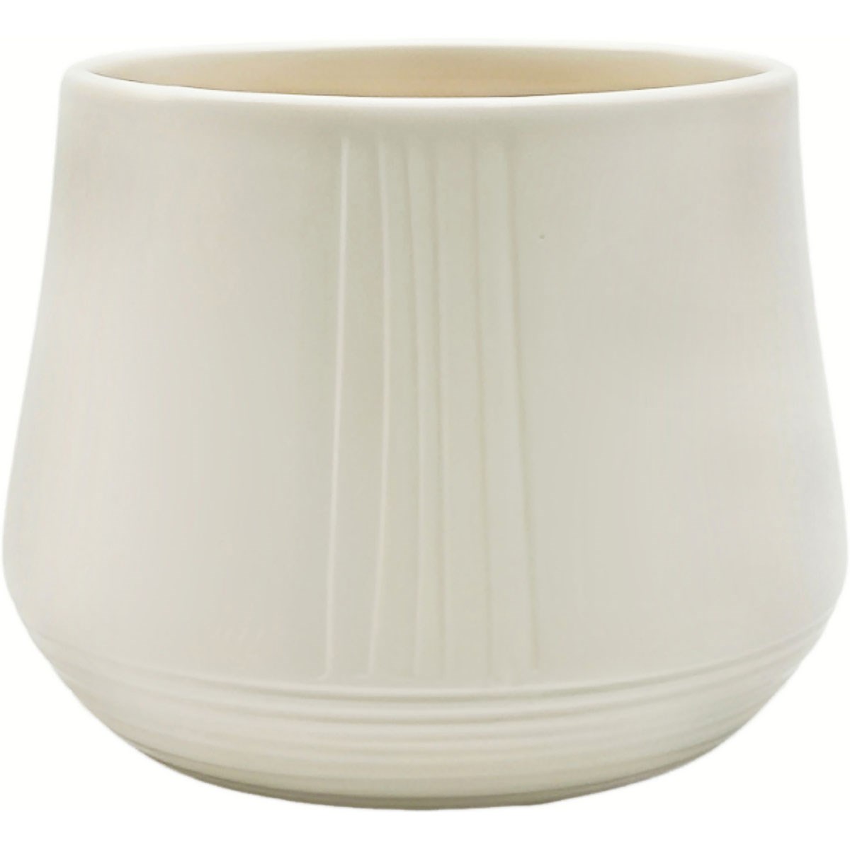Mcarr 5.4"x5.4"x4" Ceramic Pot Glossy Glaze Grove Bottom Pattern Cream — priced per each; minimum 6; multiples of 6