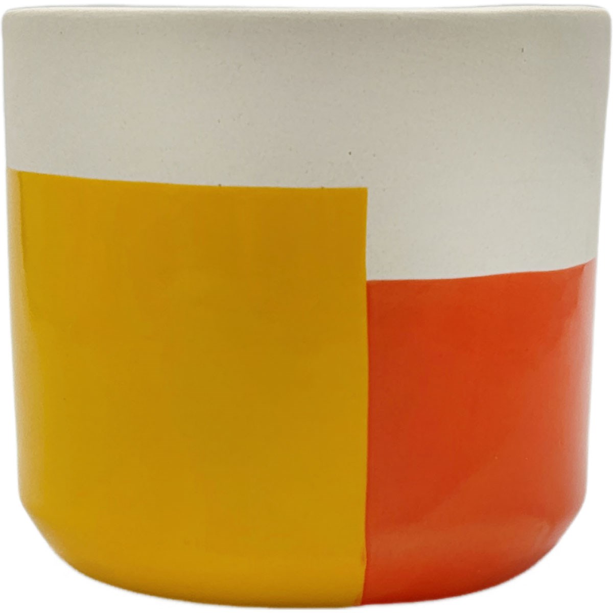 Mcarr 5.3"X5.3"x4.9" Ceramic Pot Glossy Glaze White/Light Orange/Dark Orange — priced per each; minimum 6; multiples of 6