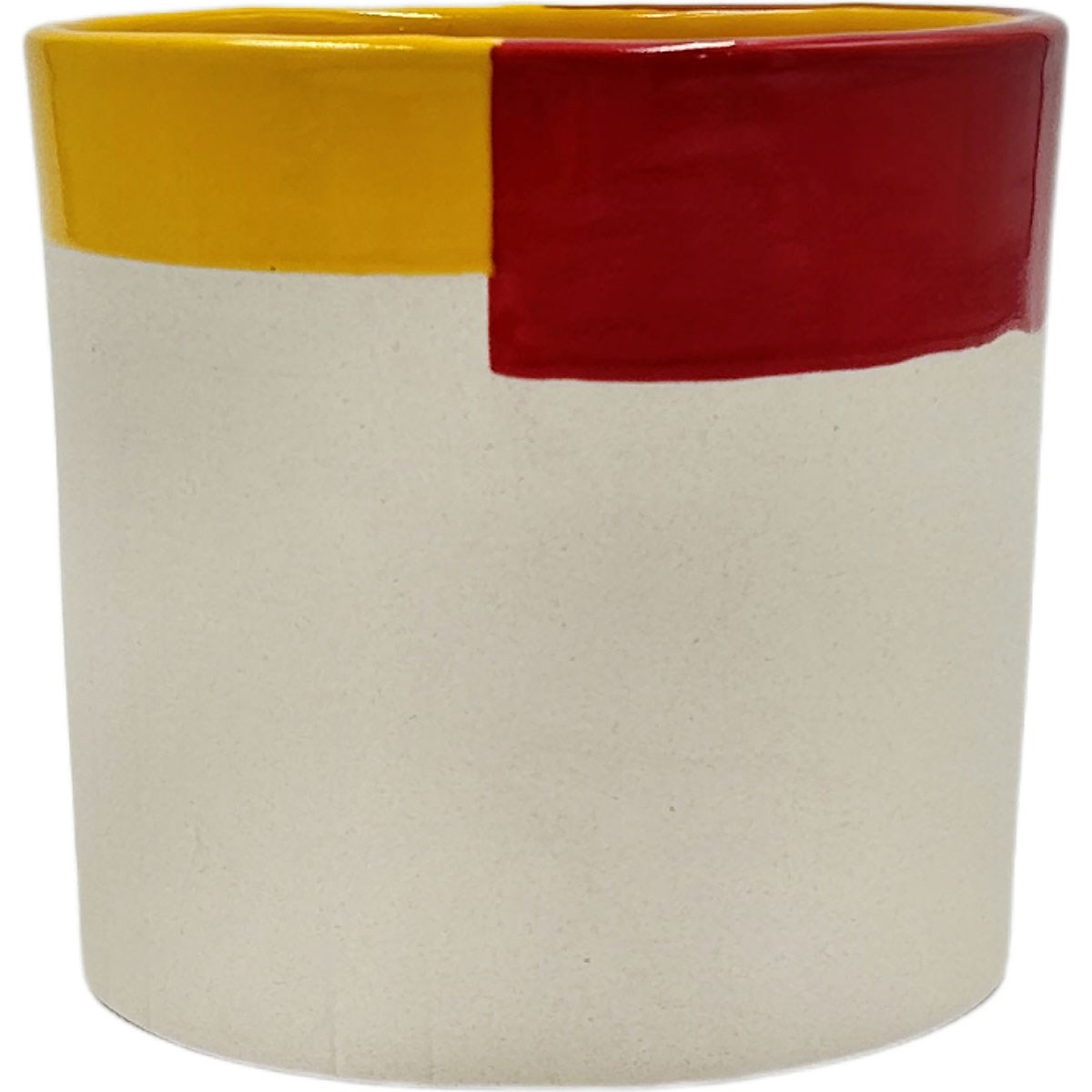 Mcarr 4"X4"X3.9" Ceramic Pot Glossy Glaze Cream/Orange/Red — priced per each; minimum 6; multiples of 6