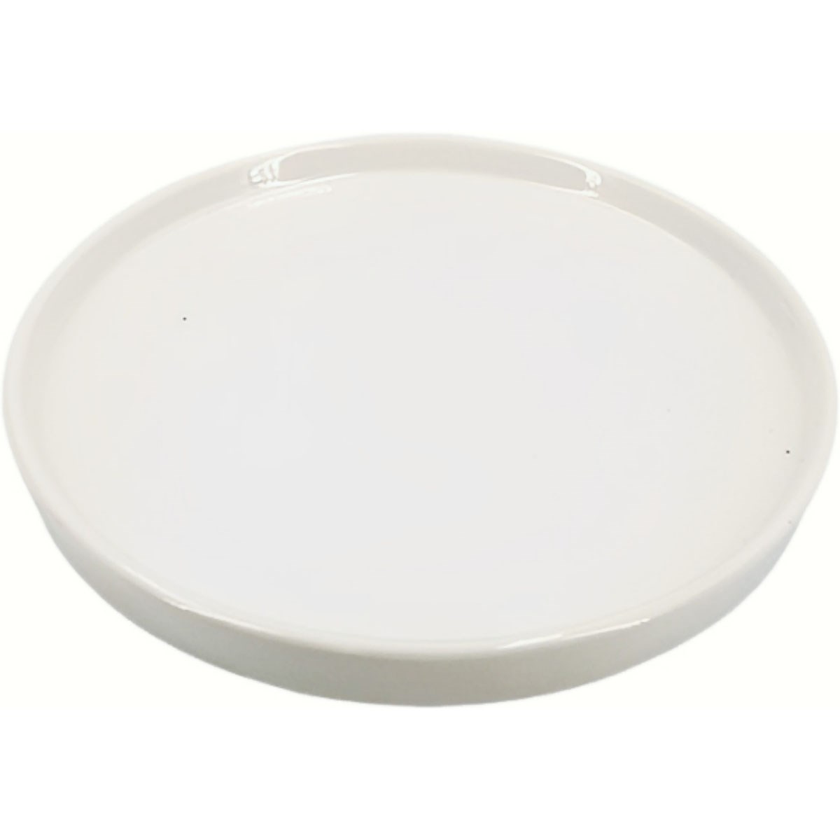 Mcarr 7.3"x7.3"x.79" Ceramic Saucer Glossy Glaze White — priced per each; minimum 4; multiples of 4