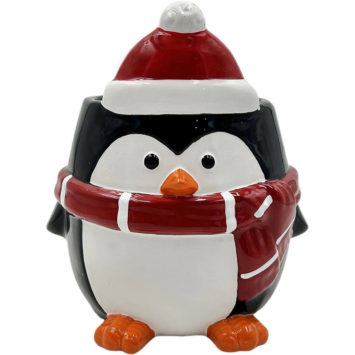 Mcarr 7.5"x7"X8.4" Ceramic Pot Glossy Glaze Penguin Figure — priced per each; minimum 6; multiples of 6