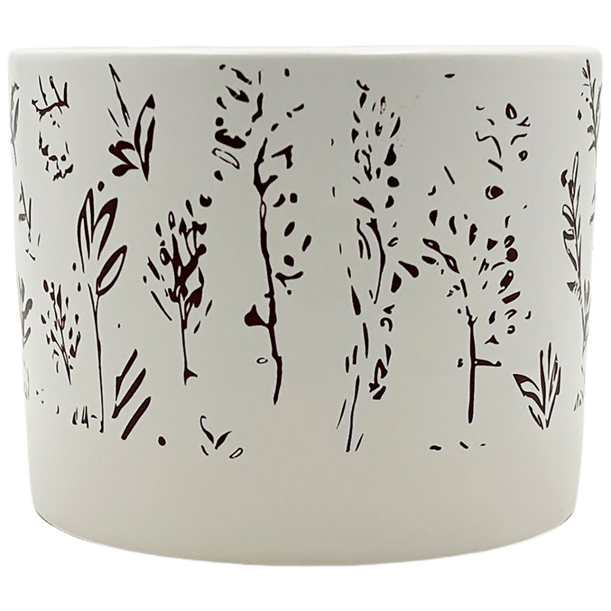 MCarr 5.3"x5.3"x5" Ceramic Pot with Flowers Matte Brown — priced per each; minimum 9; multiples of 9