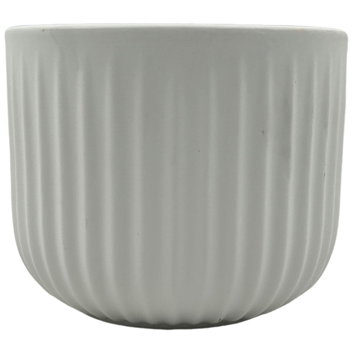 MCarr 6.1"x6.1"x5.12" Ceramic Ribbed Pot Matte White — priced per each; minimum 6; multiples of 6
