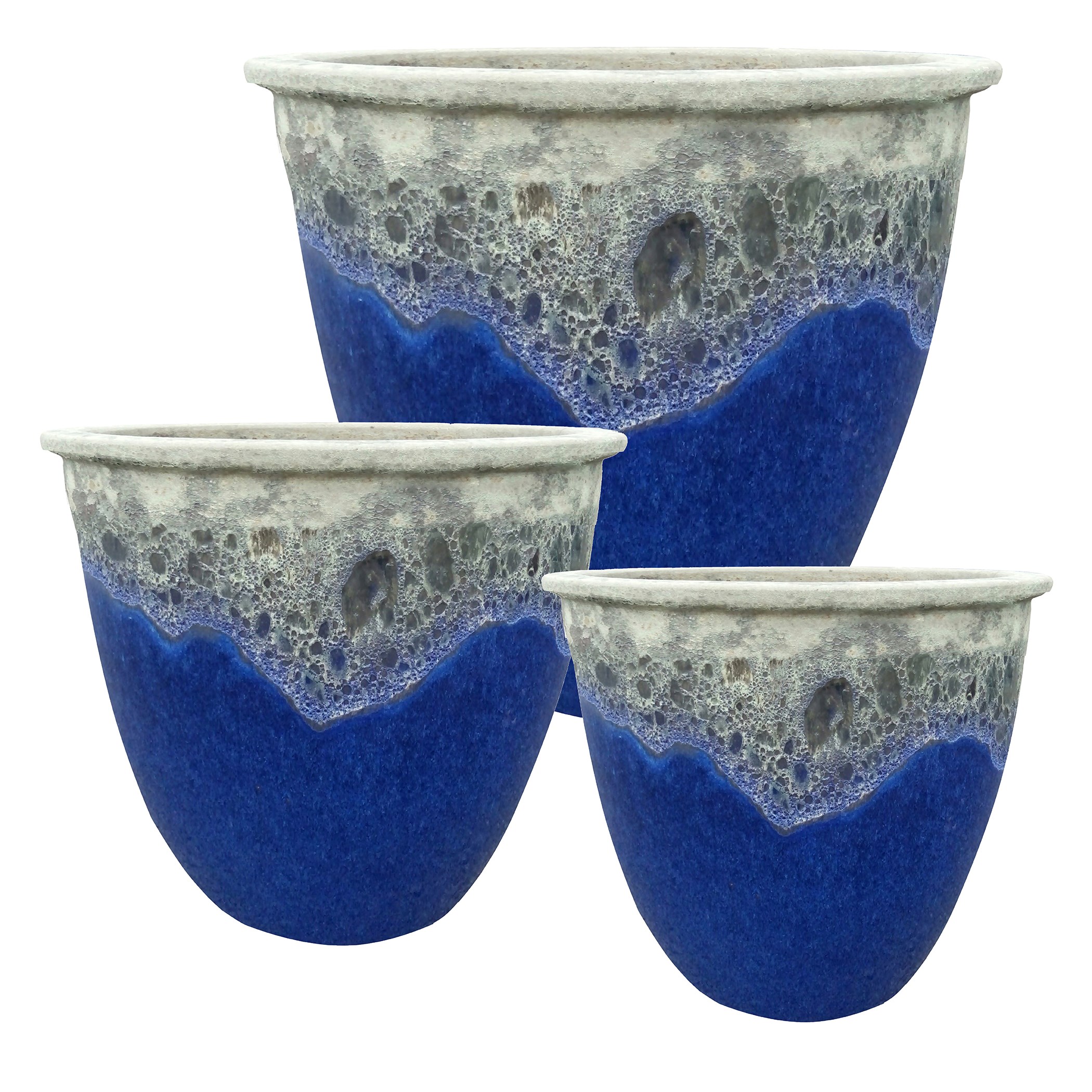 MCarr 3pc Flat Rim Planter Pallet Volcanic Admiral Blue