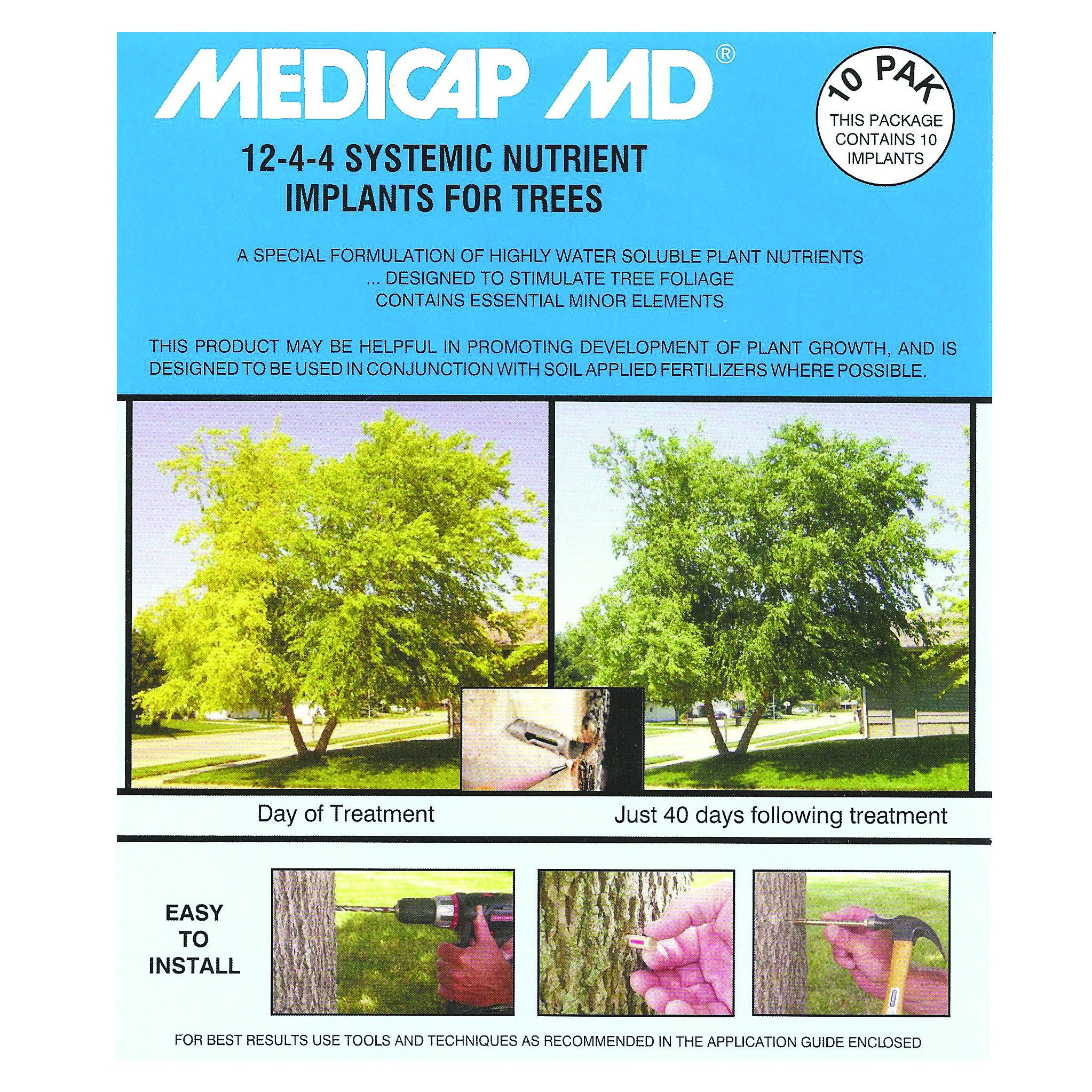 Medicap MD 10 PAK Tree Food 3/8" Diameter Implant 012162040107 1216204010