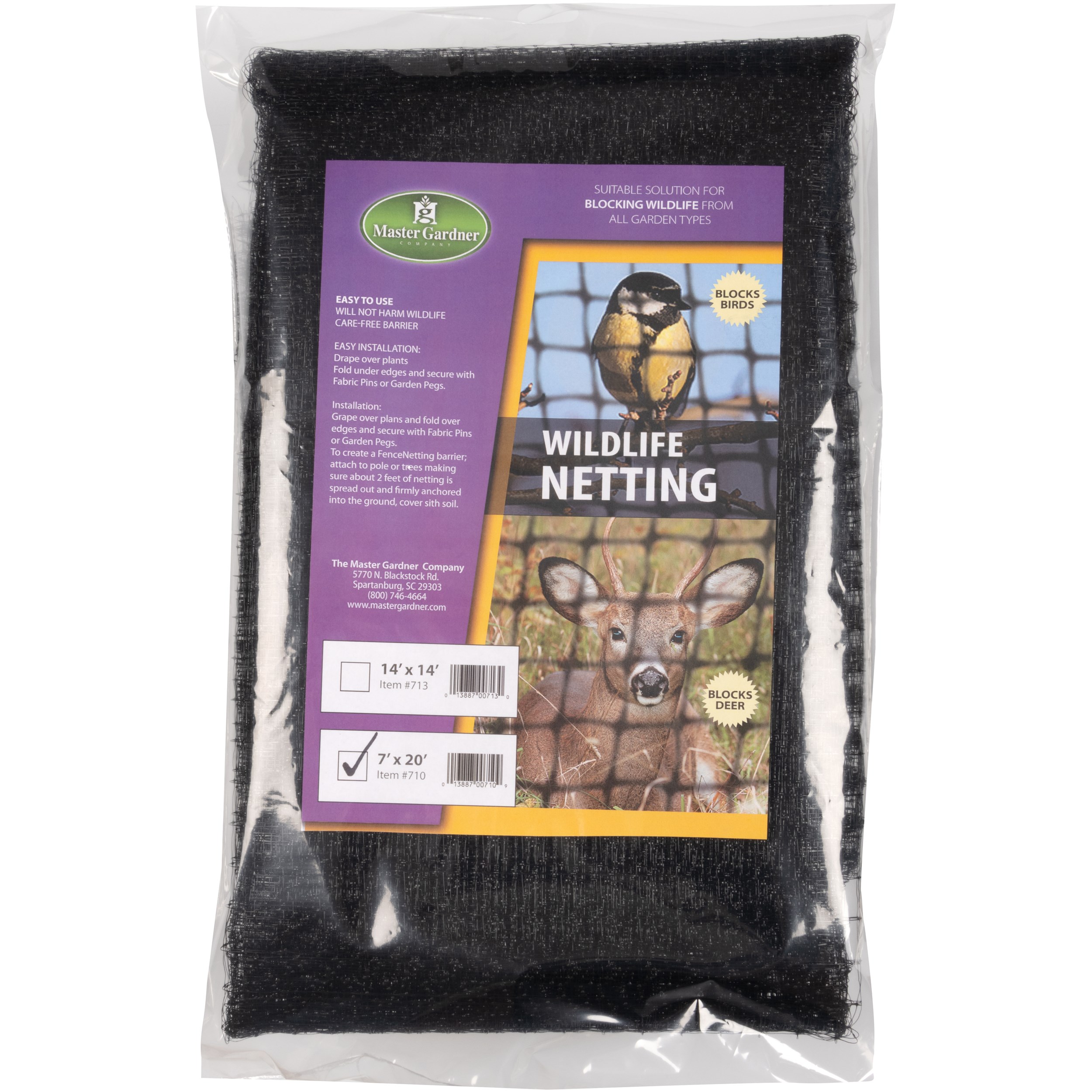 Master Gardner 7'x20' Wildlife Netting Flat Pack — priced per each; minimum 16; multiples of 16