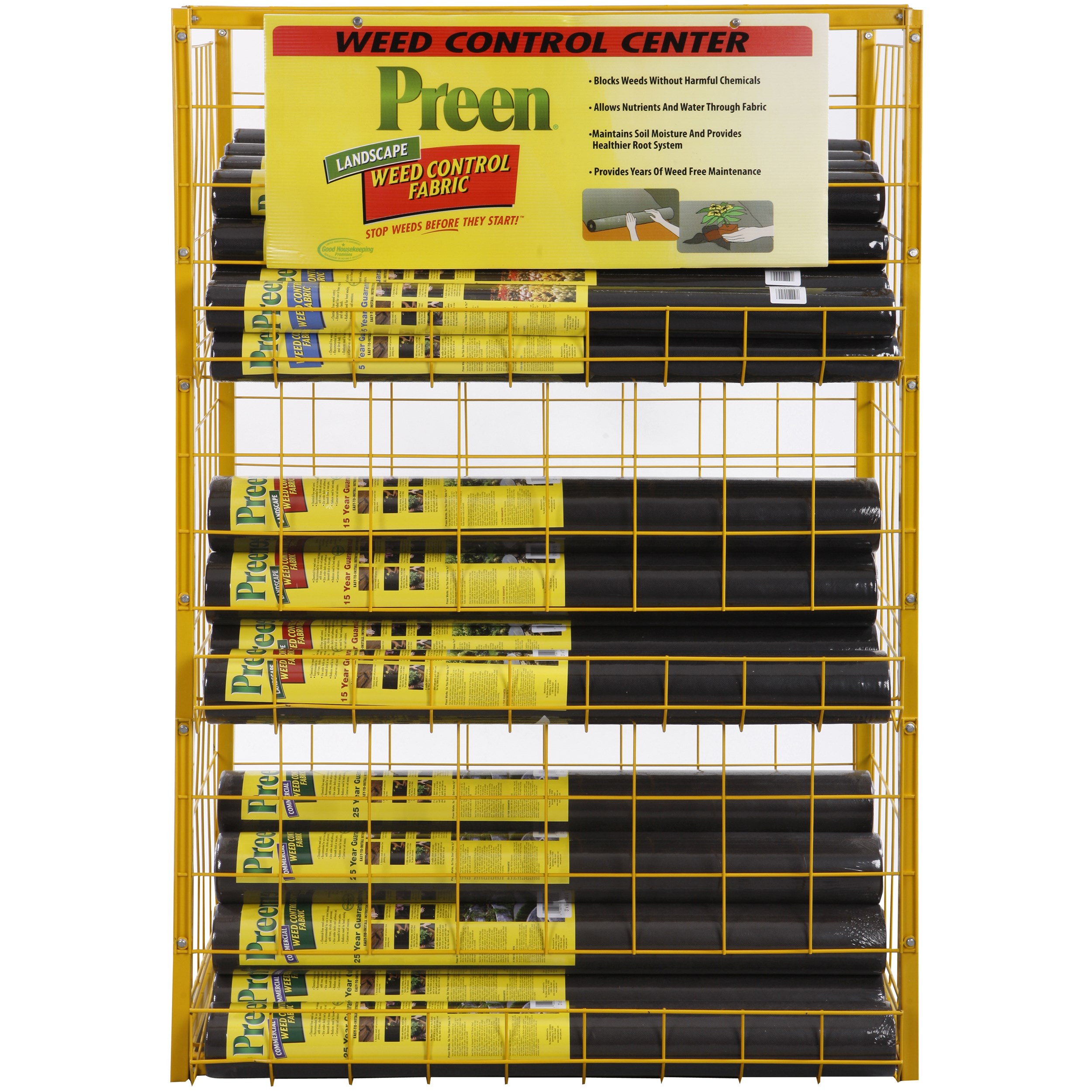 Preen Gravity Fed Fabric Display Rack With Preen Sign