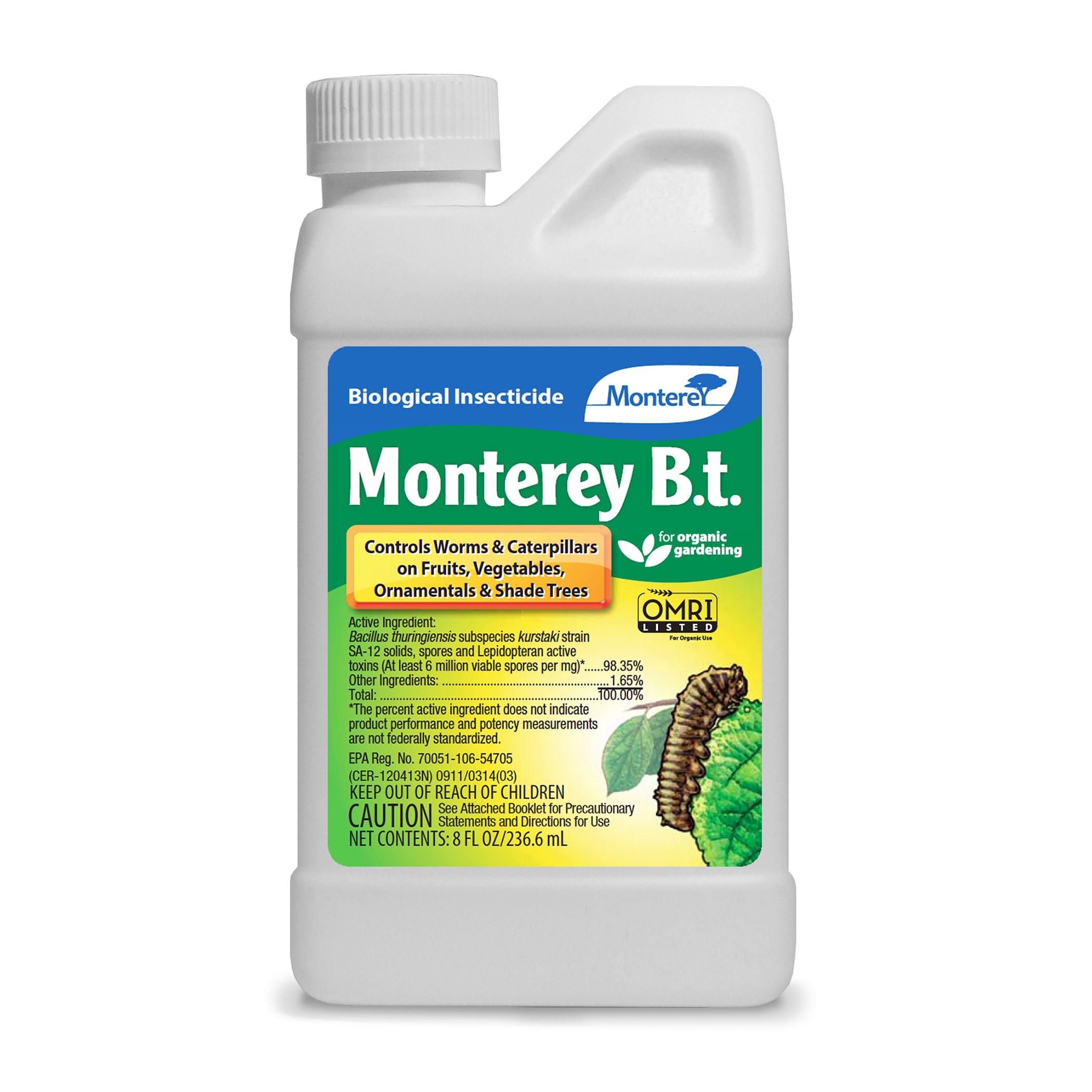 Monterey 8oz BT Worm Caterpillar Control — priced per each; minimum 12; multiples of 12