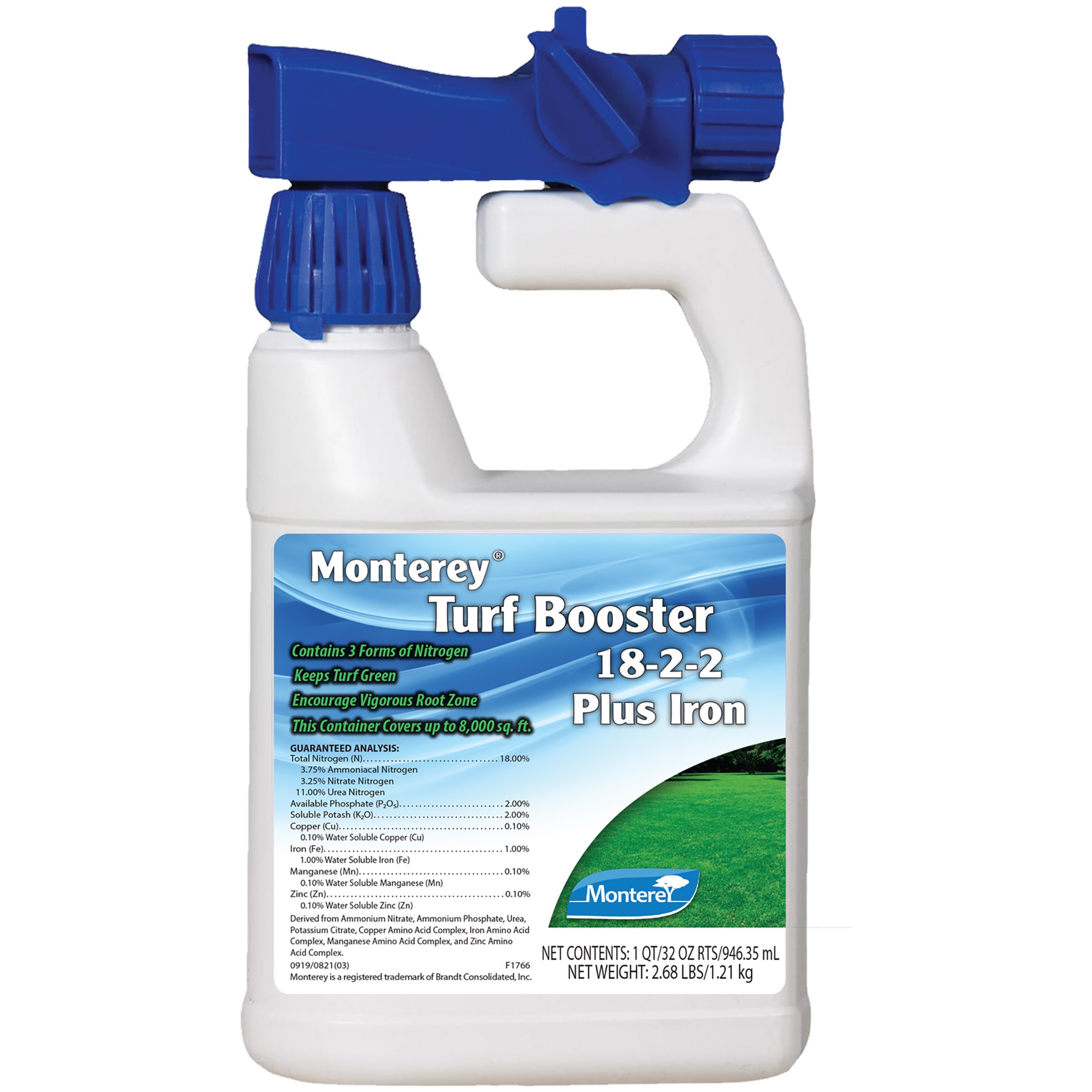 Monterey Turf Booster 18-2-2+1% Iron RTS — priced per each; minimum 10; multiples of 10