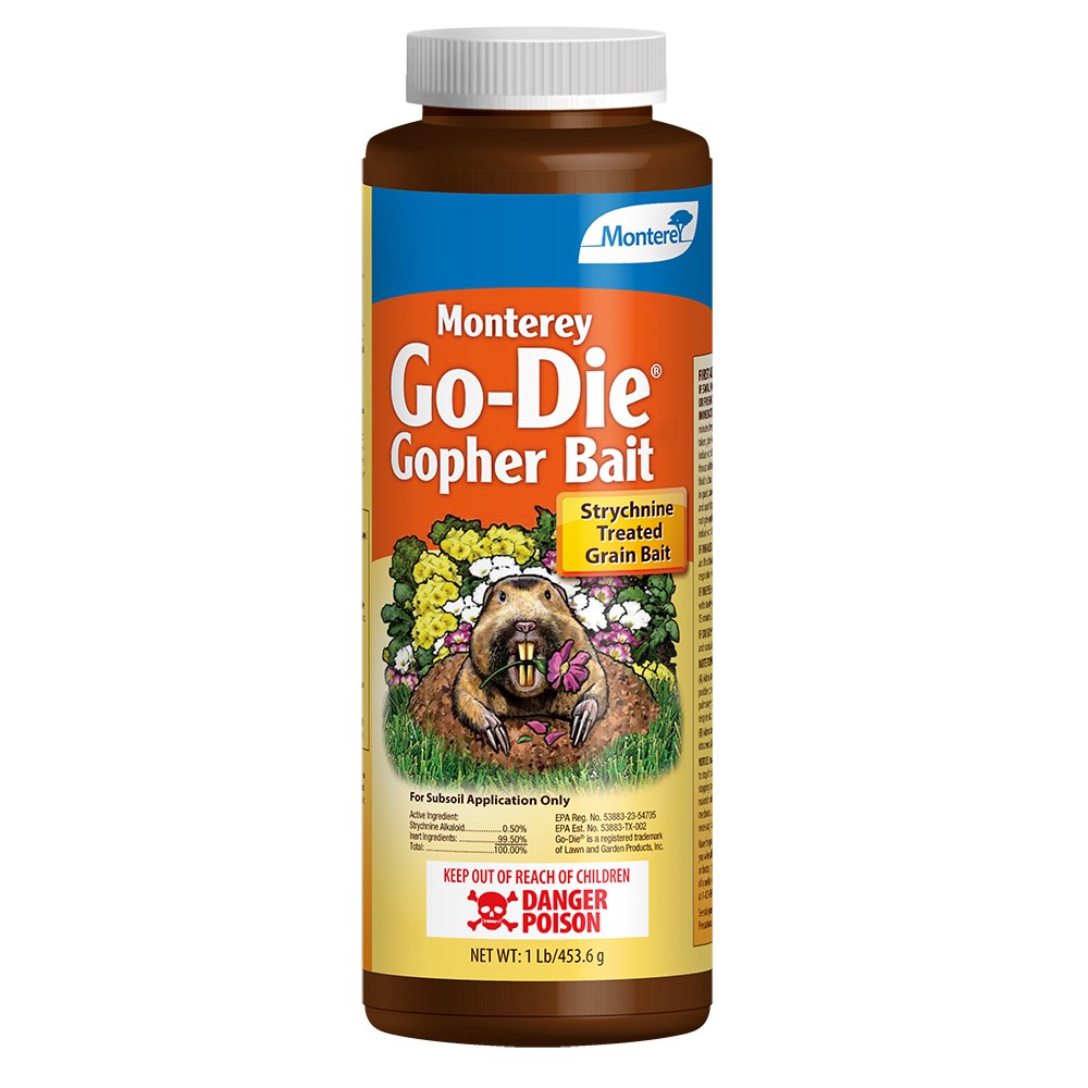 Monterey Go-Die Gopher Strychnine Gopher Bait — priced per each; minimum 6; multiples of 6