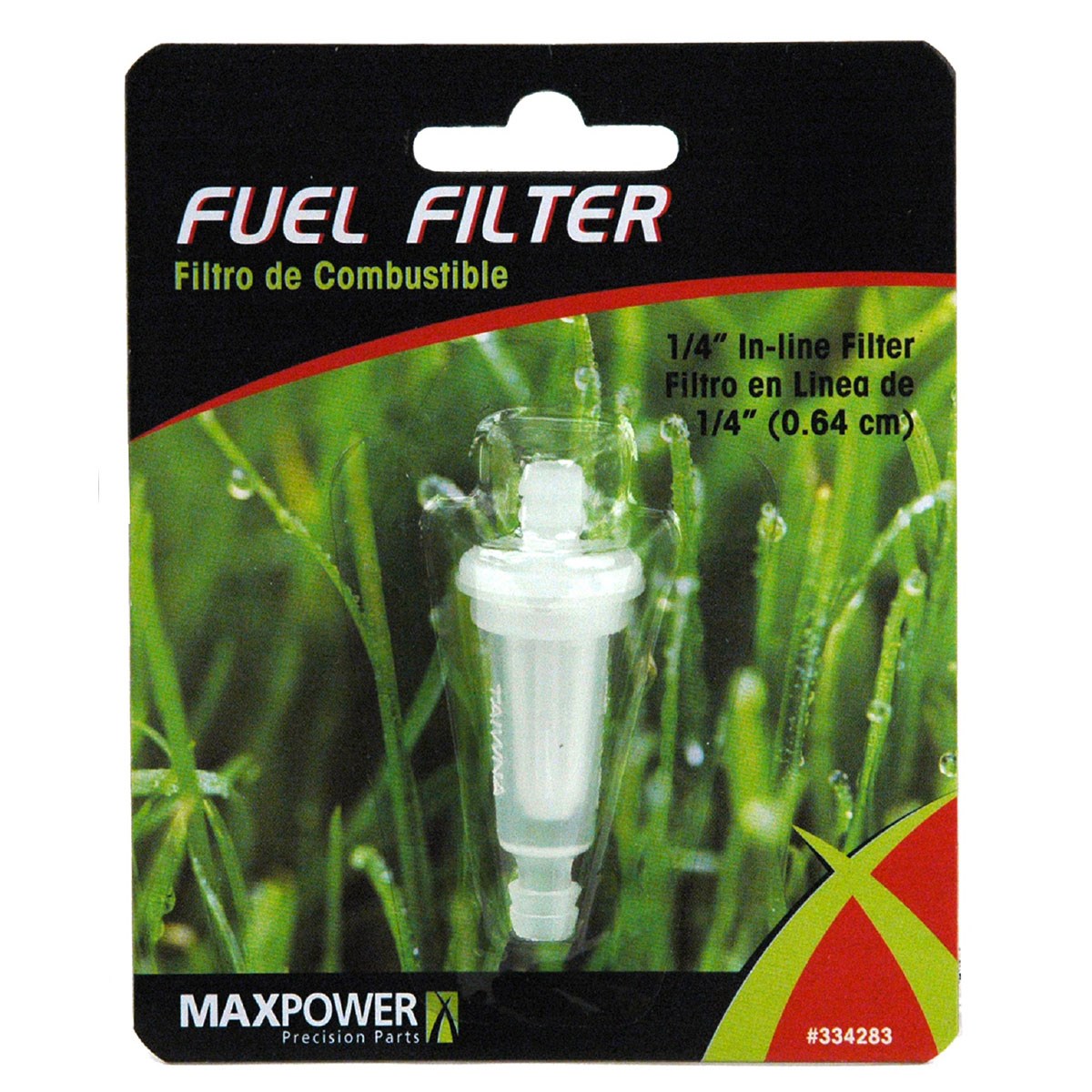 Maxpower 1/4" Fuel Line Filter replaces Snapper 1-1777, 1-4359, 394358, 394358, 394358S, 7014359, 7014359 — priced per each; minimum 10; multiples of 10