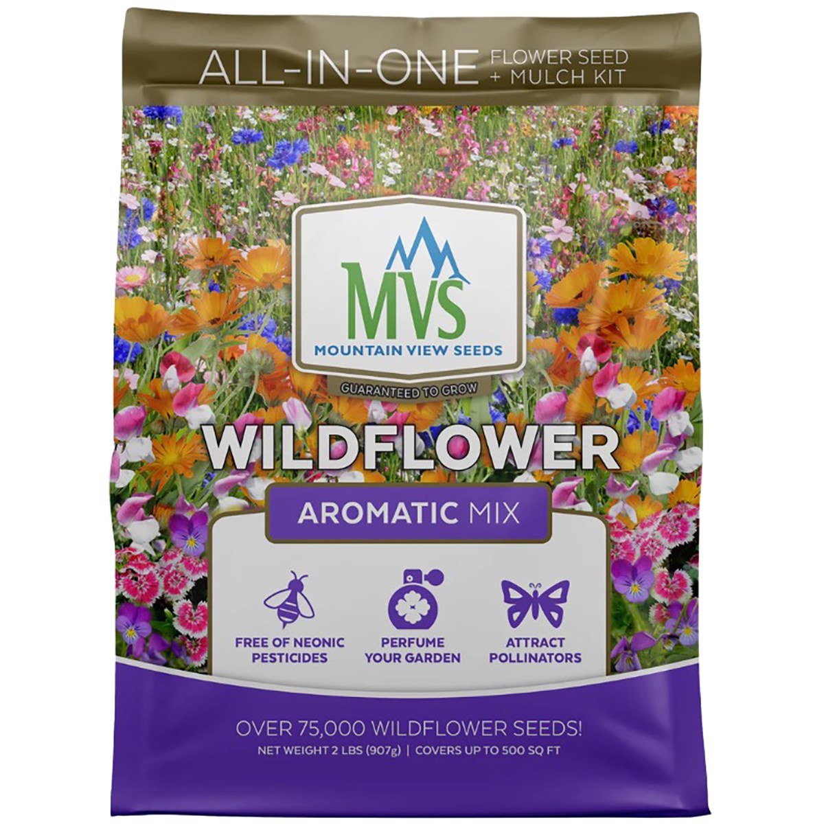 MVS 2# Wildflower Aromatic Mix Seed with Mulch Kit — priced per each; minimum 18; multiples of 18