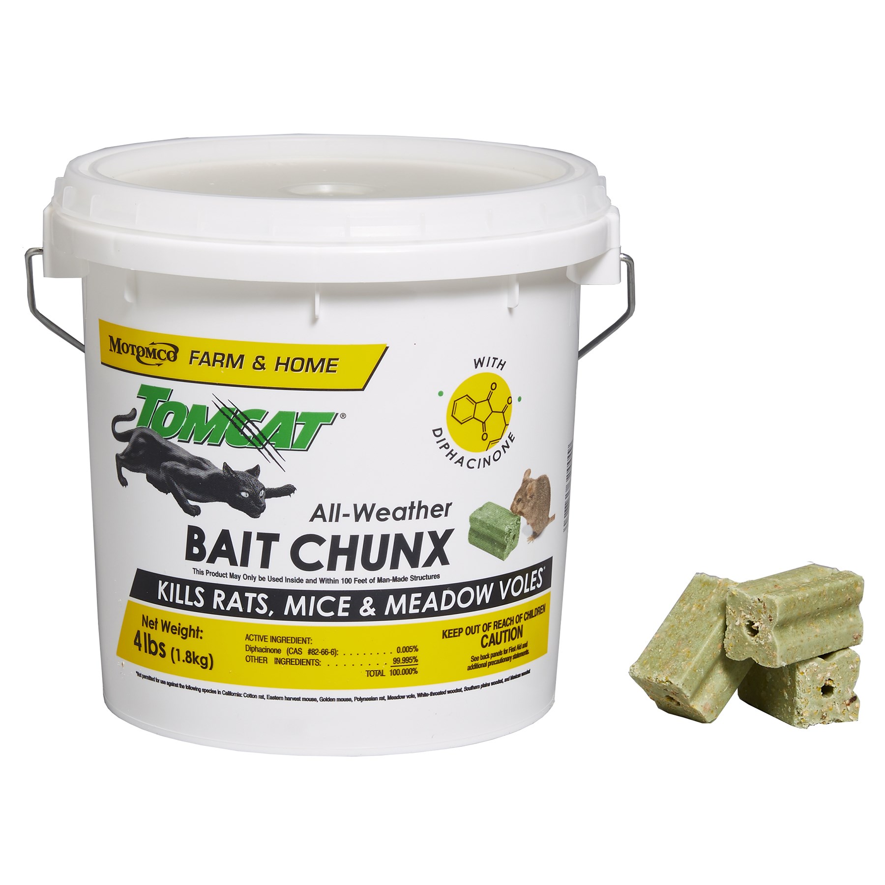 Motomco Tomcat Bait Chunx 4Lb Pail All weather ( diphacinone ) — Single Unit