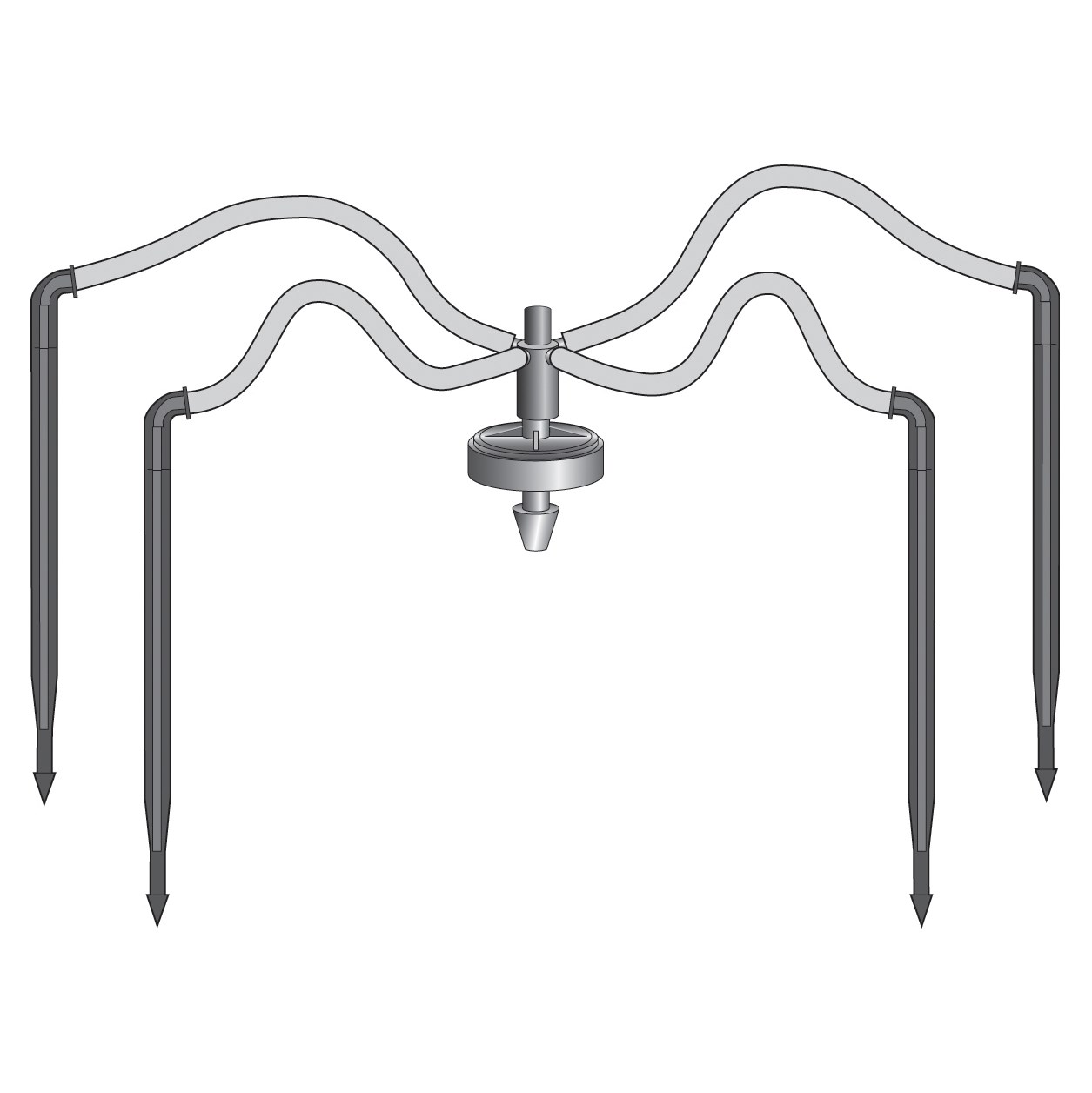 NET 24"/48" 4-Way Flat MOD Manifold Assembly Angle Arrow Dripper w/ Super Flex UV White PE Tubing 25/Bag — 1 Bag