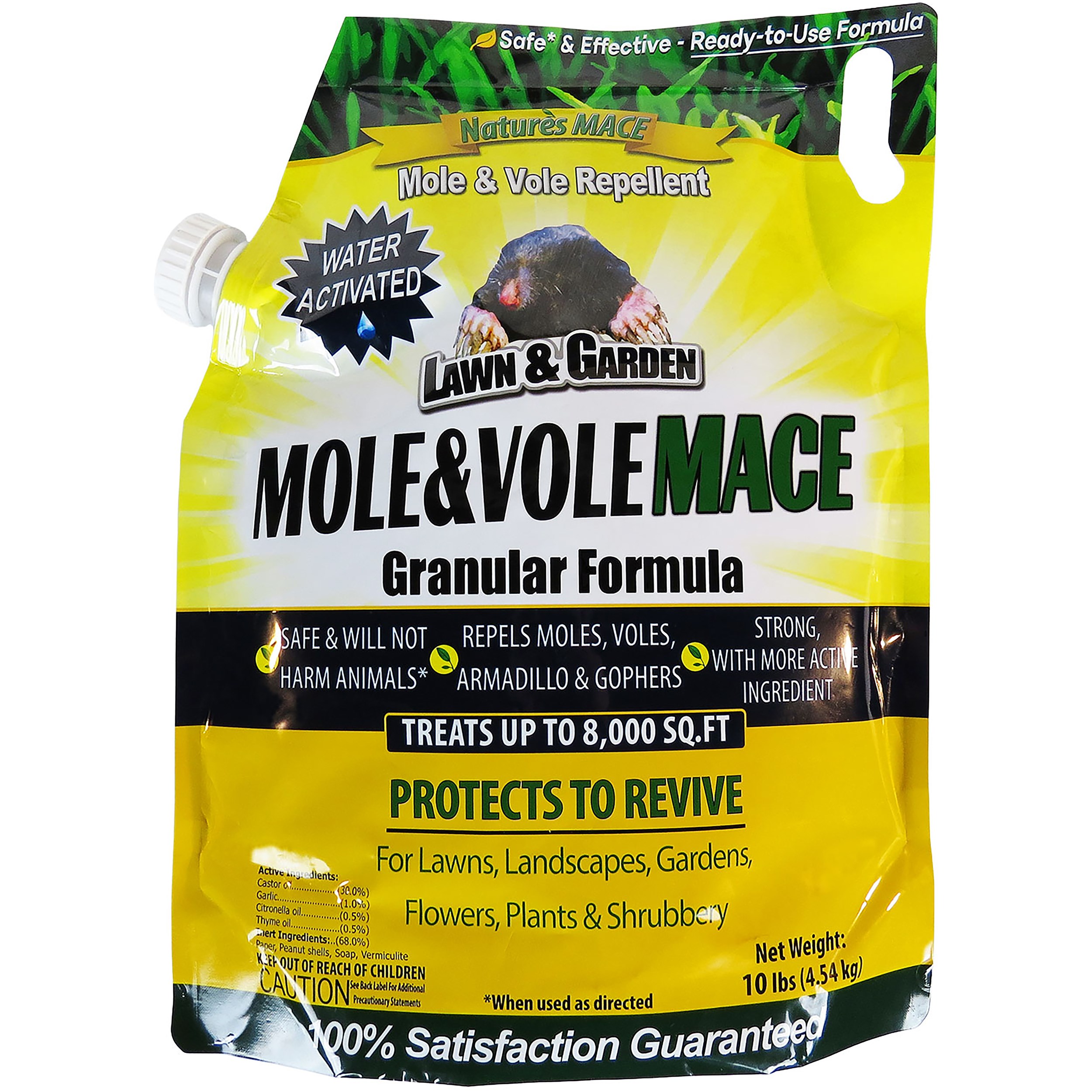 Nature's Mace 10# Mole Repellent Granules — priced per each; minimum 4; multiples of 4