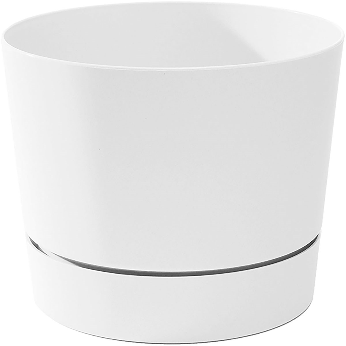 Majestic 10.5" Low Profile Planter White Matte Finish with Tray — priced per each; minimum 5; multiples of 5