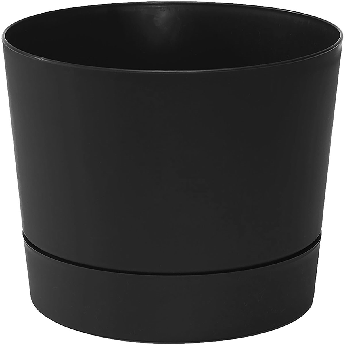 Majestic 12.5" Low Profile Planter Black Matte Finish with Tray — priced per each; minimum 5; multiples of 5