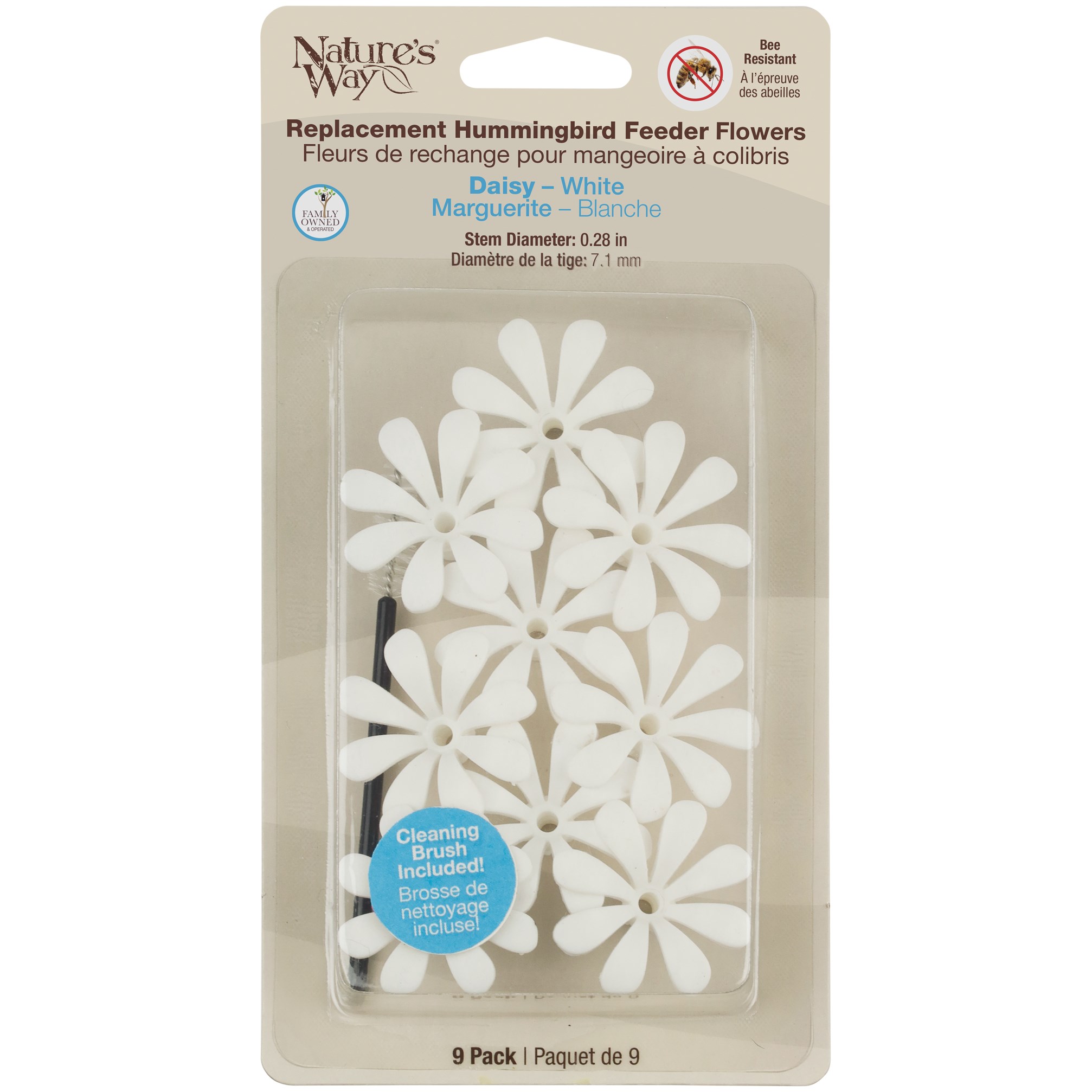 Natures Way Hummingbird Replacement Flowers w/ Cleaning Brush White Daisy — priced per each; minimum 10; multiples of 10