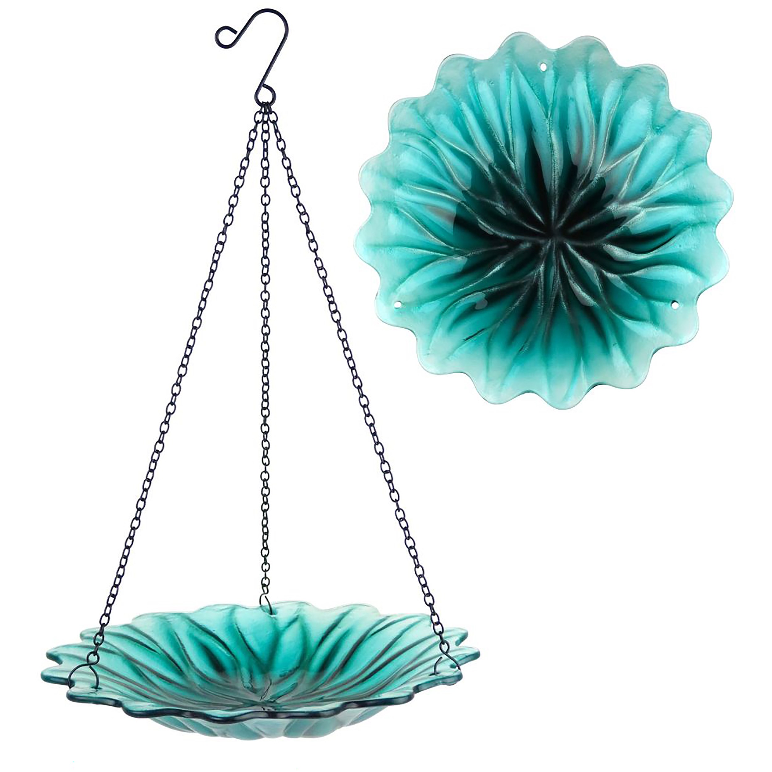 Natures Way 11in EcoCycle Hanging Birdbath Turquoise Dahlia — priced per each; minimum 4; multiples of 4