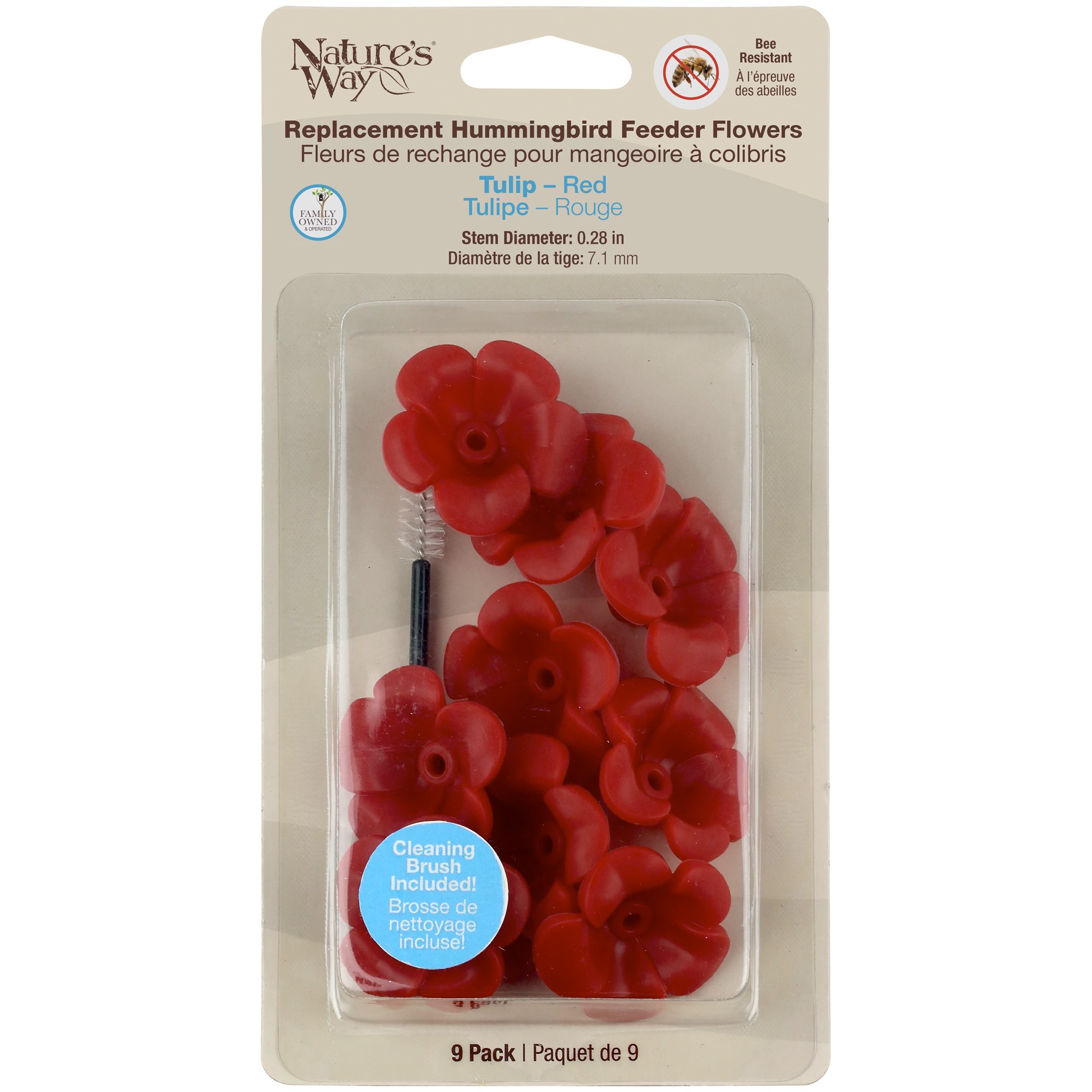 Natures Way Hummingbird Replacement Flowers w/ Cleaning Brush Red Tulip — priced per each; minimum 10; multiples of 10