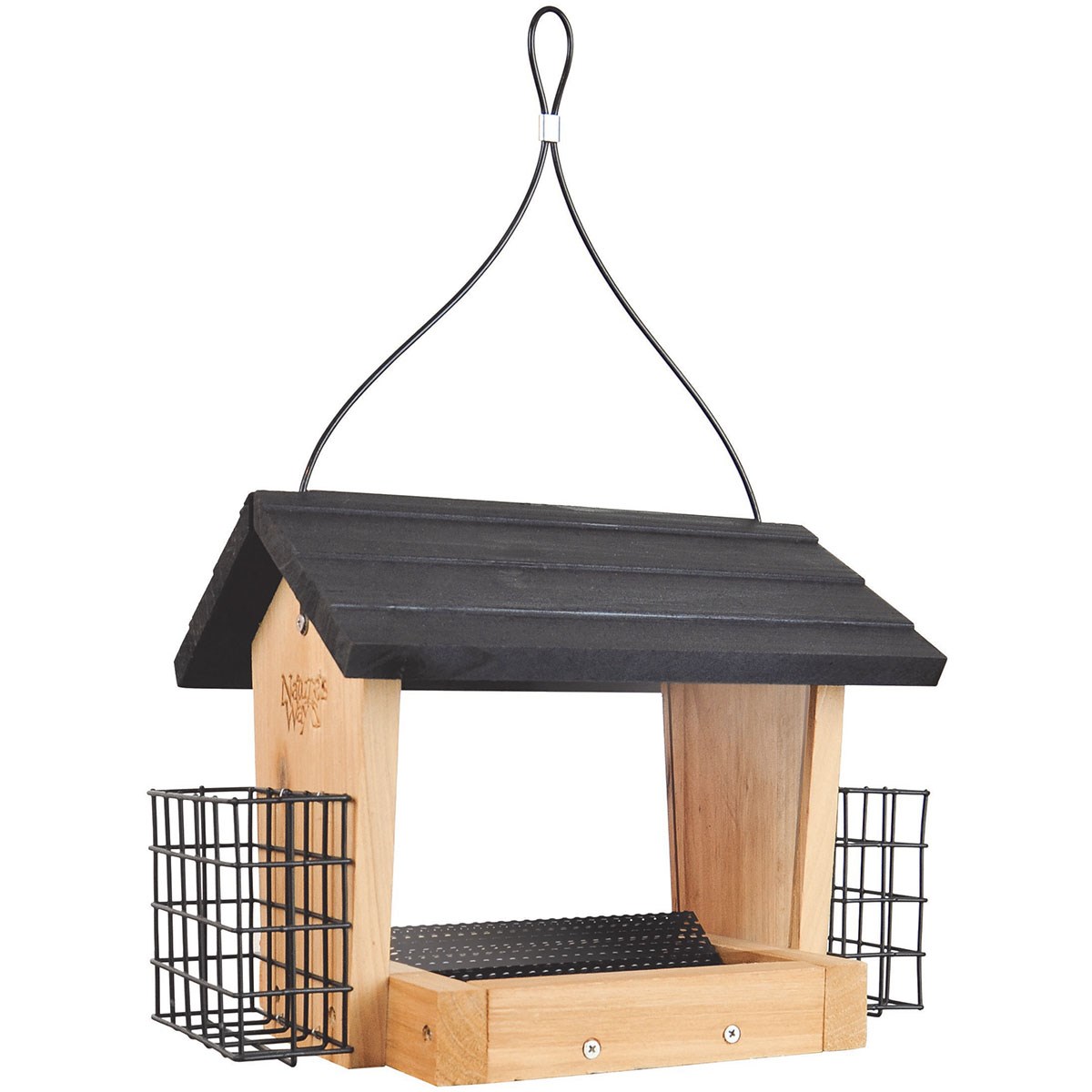 Natures Way 3qt Cedar Hopper Feeder w/ Suet Cages