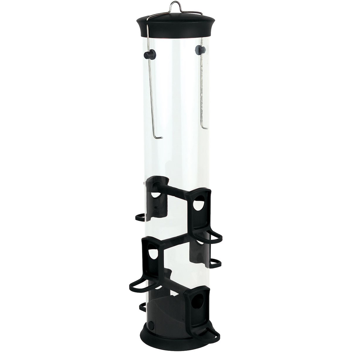 Natures Way 2.1qt Large Seed Plastic Tube Feeder Black — priced per each; minimum 4; multiples of 4