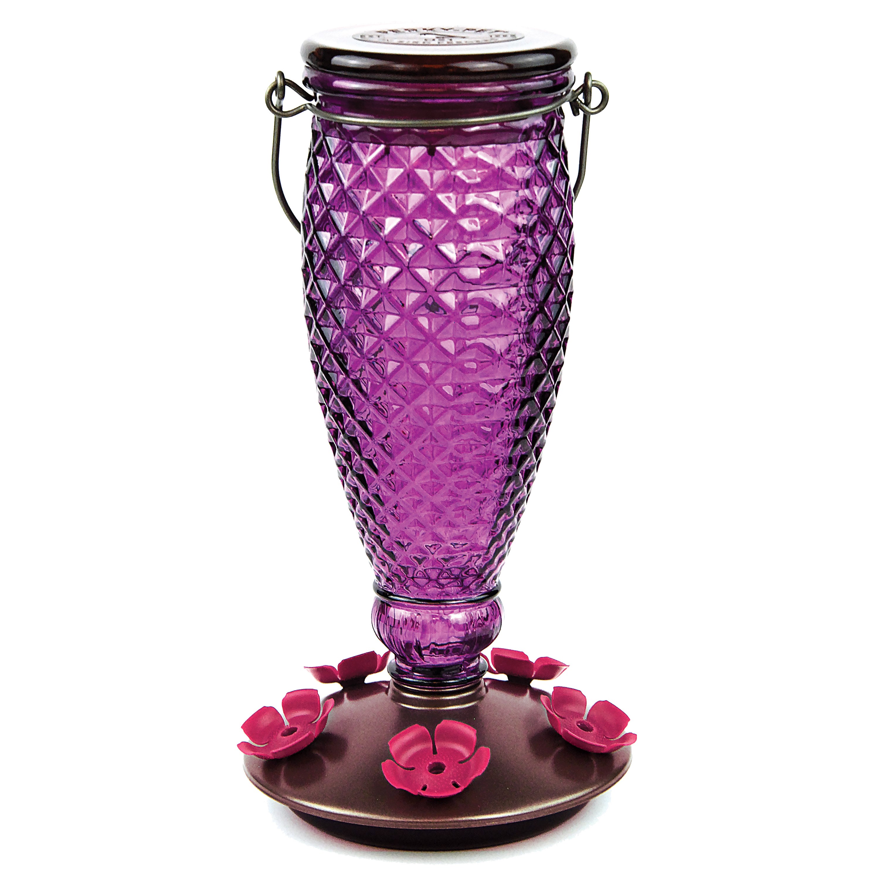 Perky Pet 24oz Glass Top Fill Hummingbird Feeder Diamond Wine — priced per each; minimum 2; multiples of 2