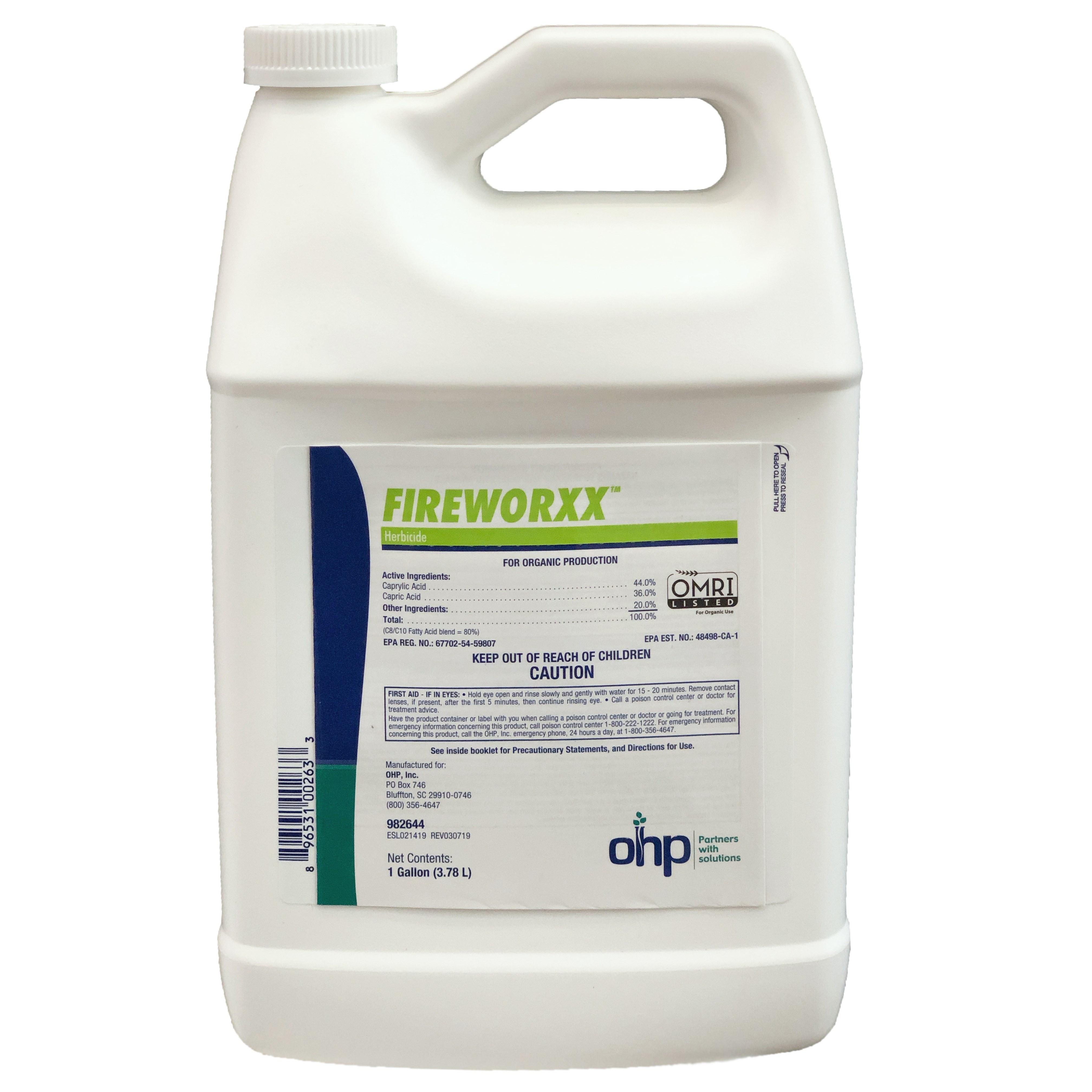 OHP Fireworxx 1Gl OMRI Herbicide ( Caprylic and Capric Acid ) — Single Unit