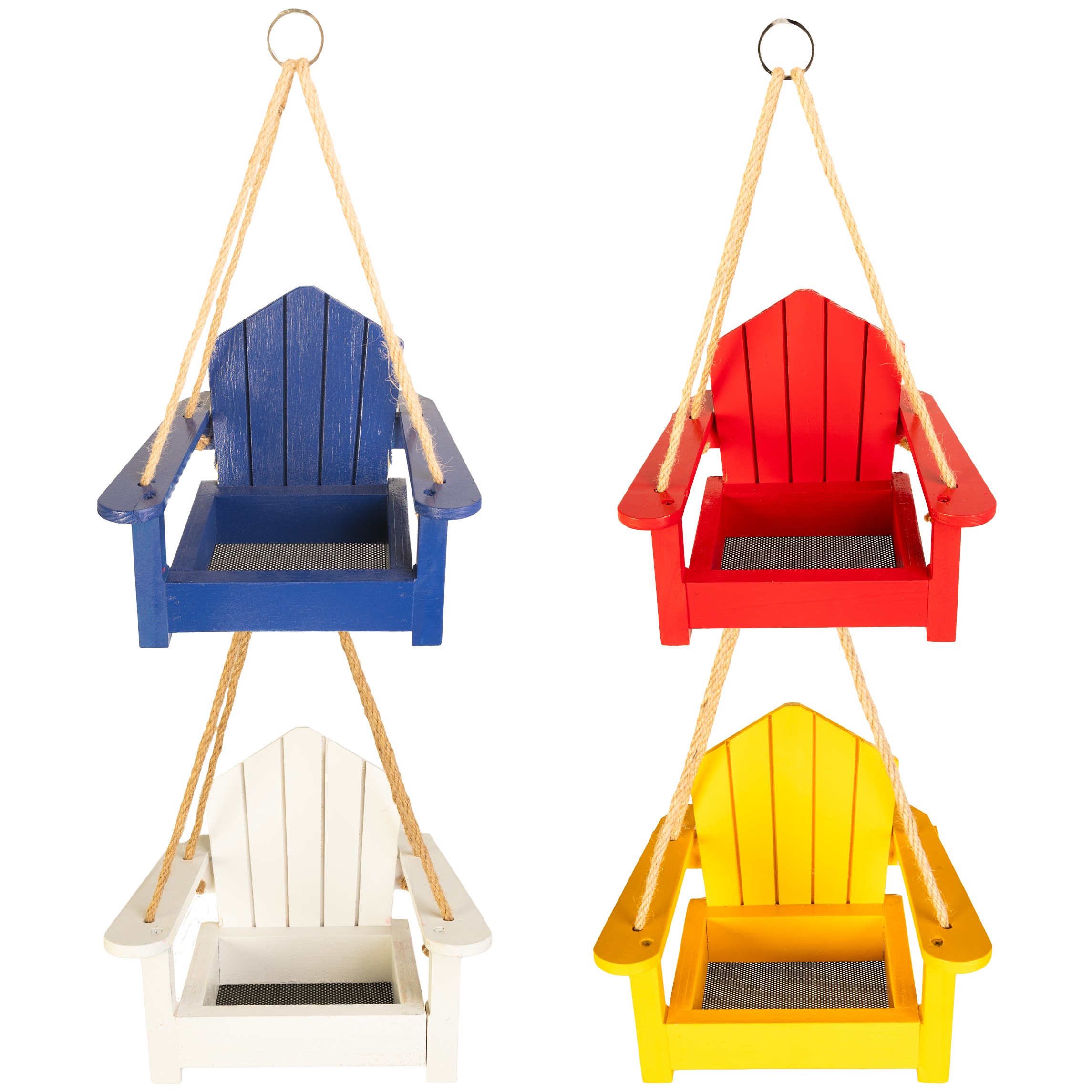 Lake & Cabin Adirondack Chair Platform Feeder Assorted Colors — priced per each; minimum 12; multiples of 12