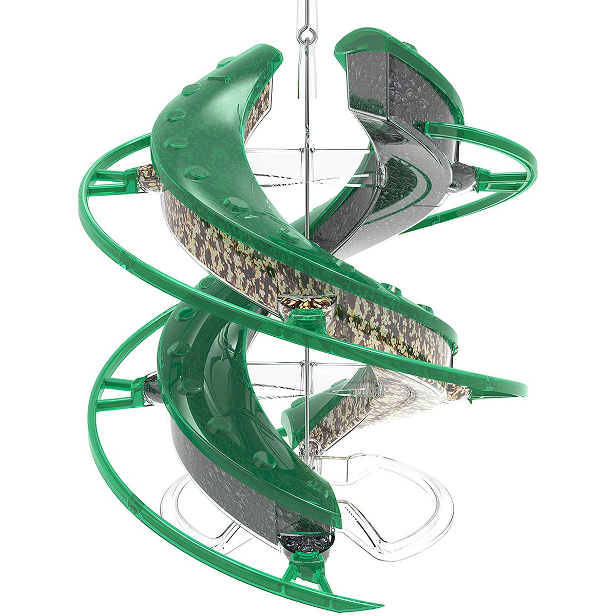 Cascade DNA 8 Port Songbird Seed Feeder Allows 2 Types of Seed in One Feeder & Continuous Perches