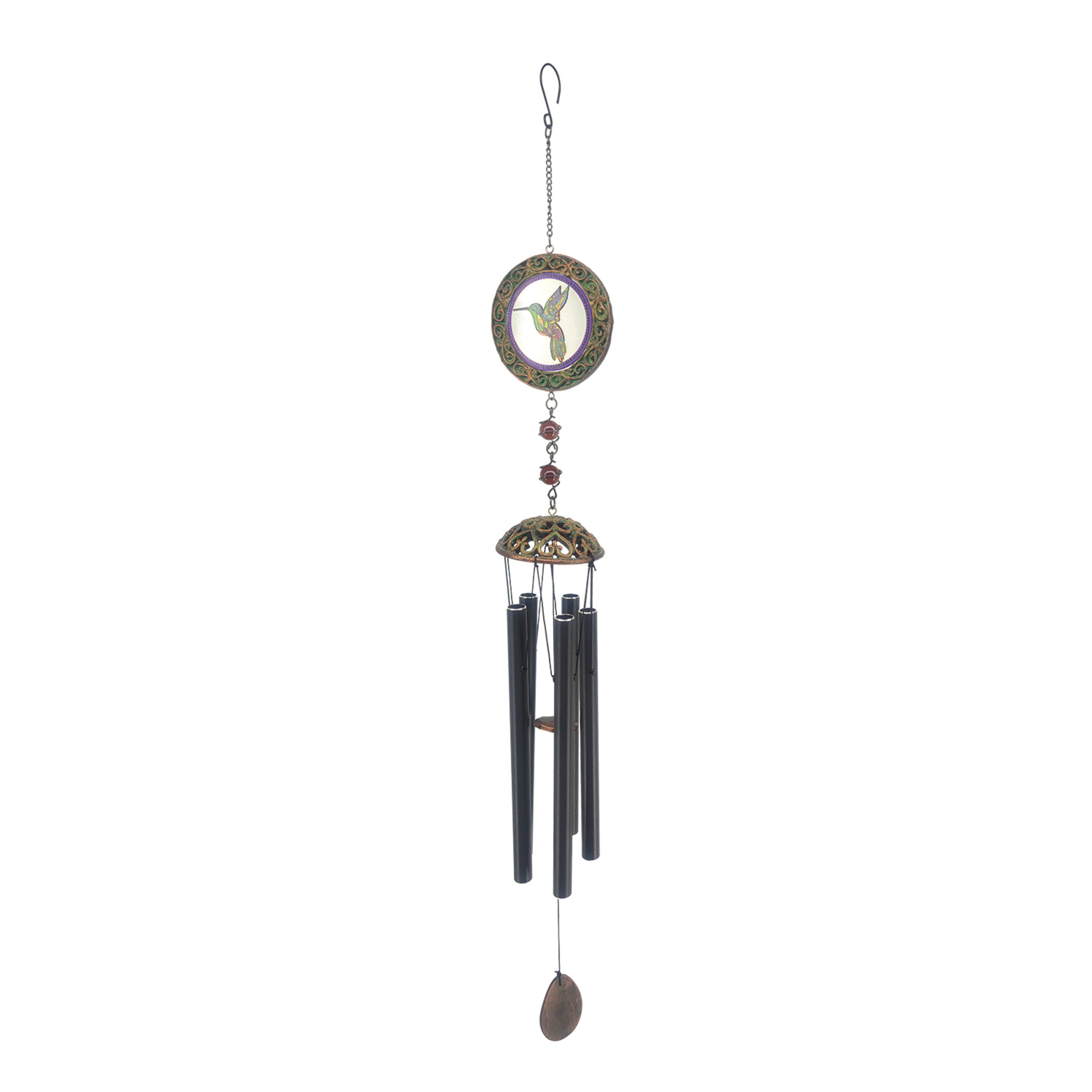 Panacea 32" Glass Hummingbird Chime Black