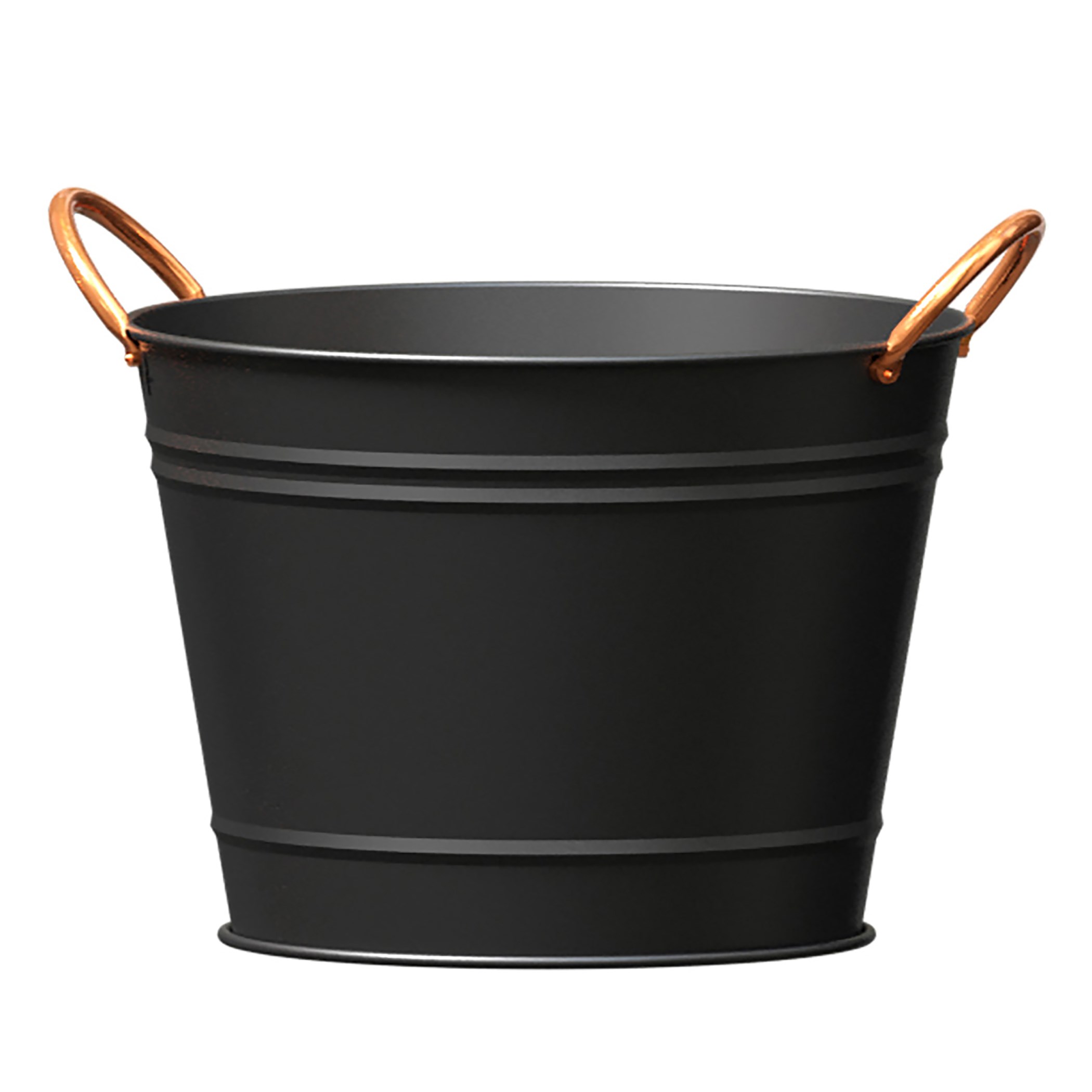 Panacea 8" Washtub Matte Black with Copper Handles — priced per each; minimum 6; multiples of 6