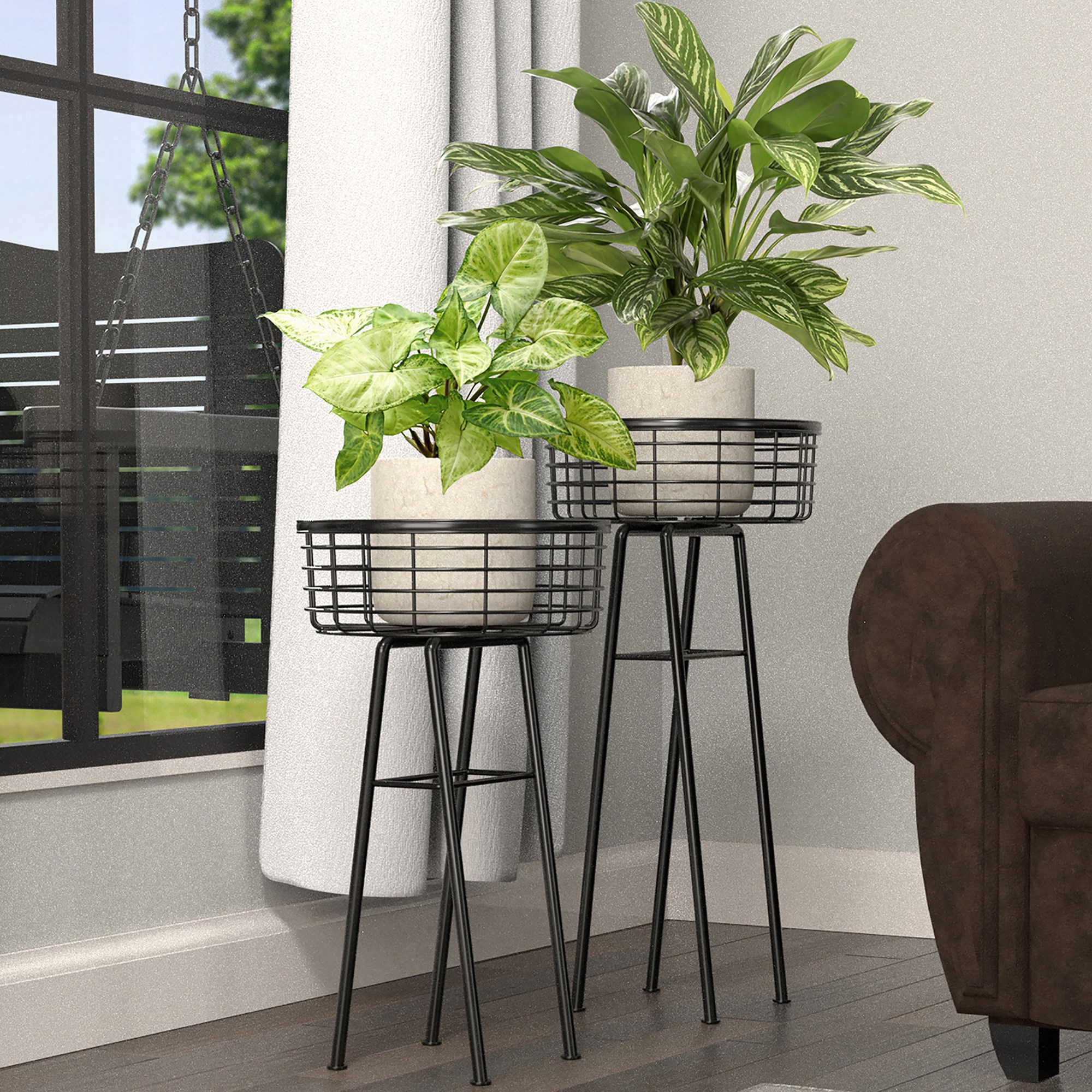 Panacea 20" Modern Farmhouse Wire Basket Plant Stand — priced per each; minimum 4; multiples of 4