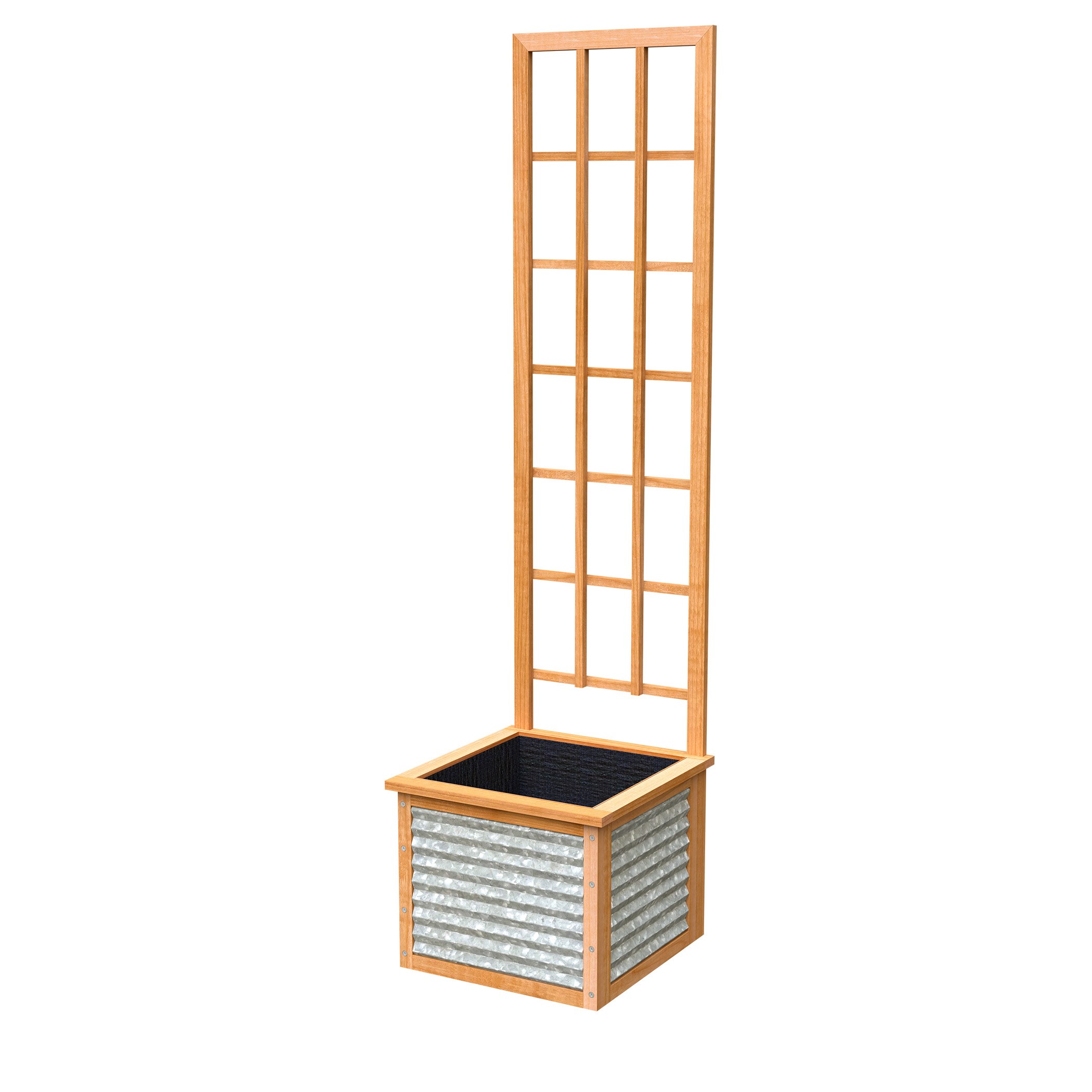 Panacea 76"x16" Galvanized & Cedar Square Planter Box with Trellis