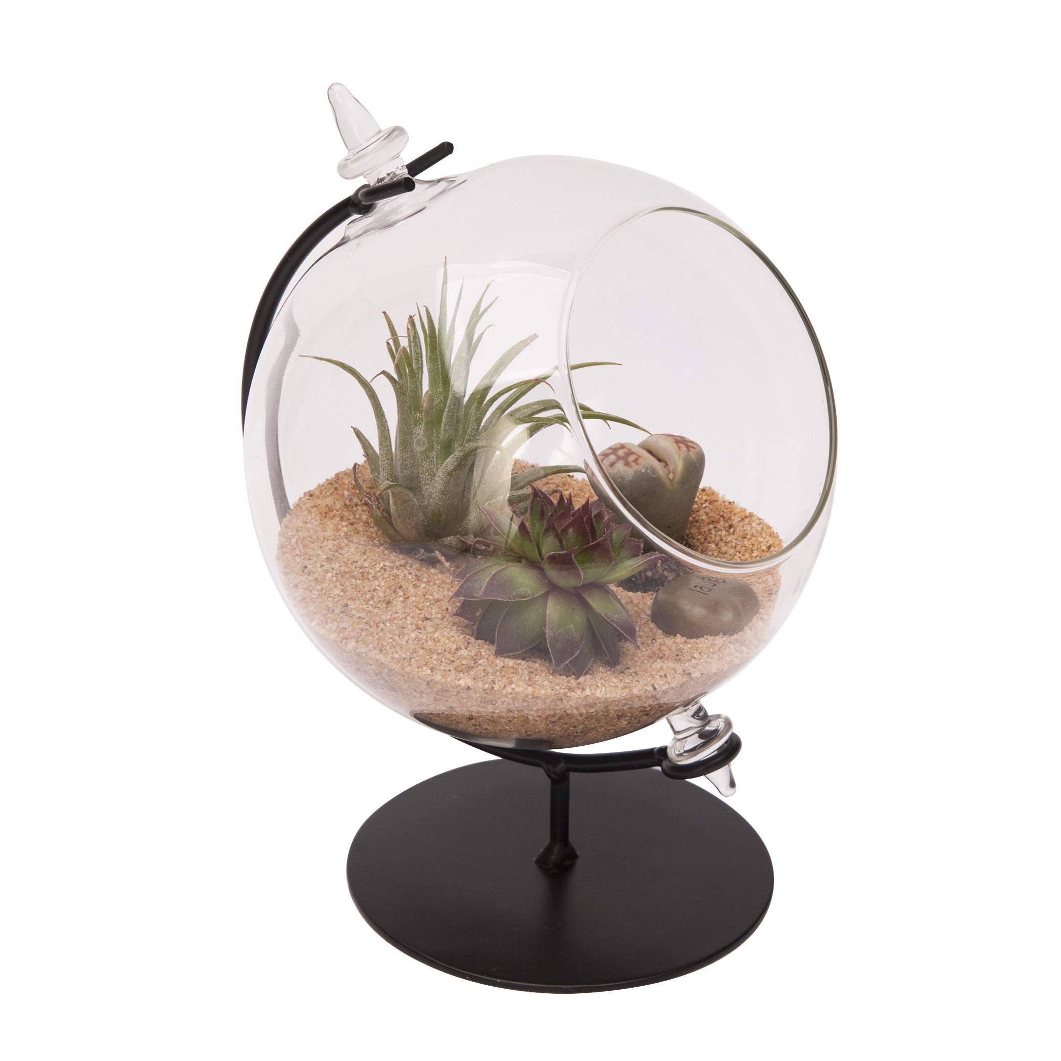 Panacea 4"D Desktop Glass Terrarium Planter With Metal Stand — priced per each; minimum 6; multiples of 6