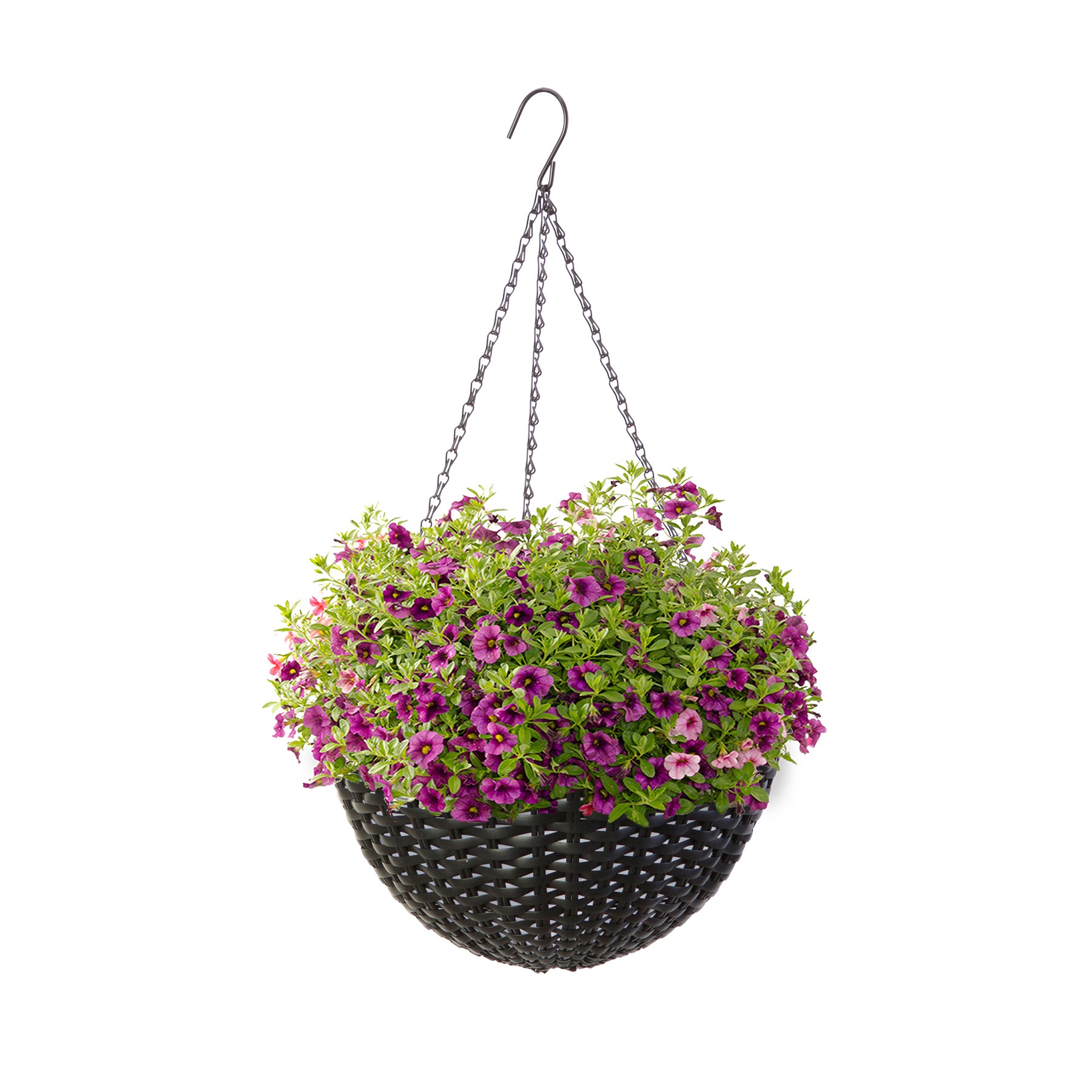 Panacea 14" Resin Woven Hanging Basket Black — priced per each; minimum 6; multiples of 6