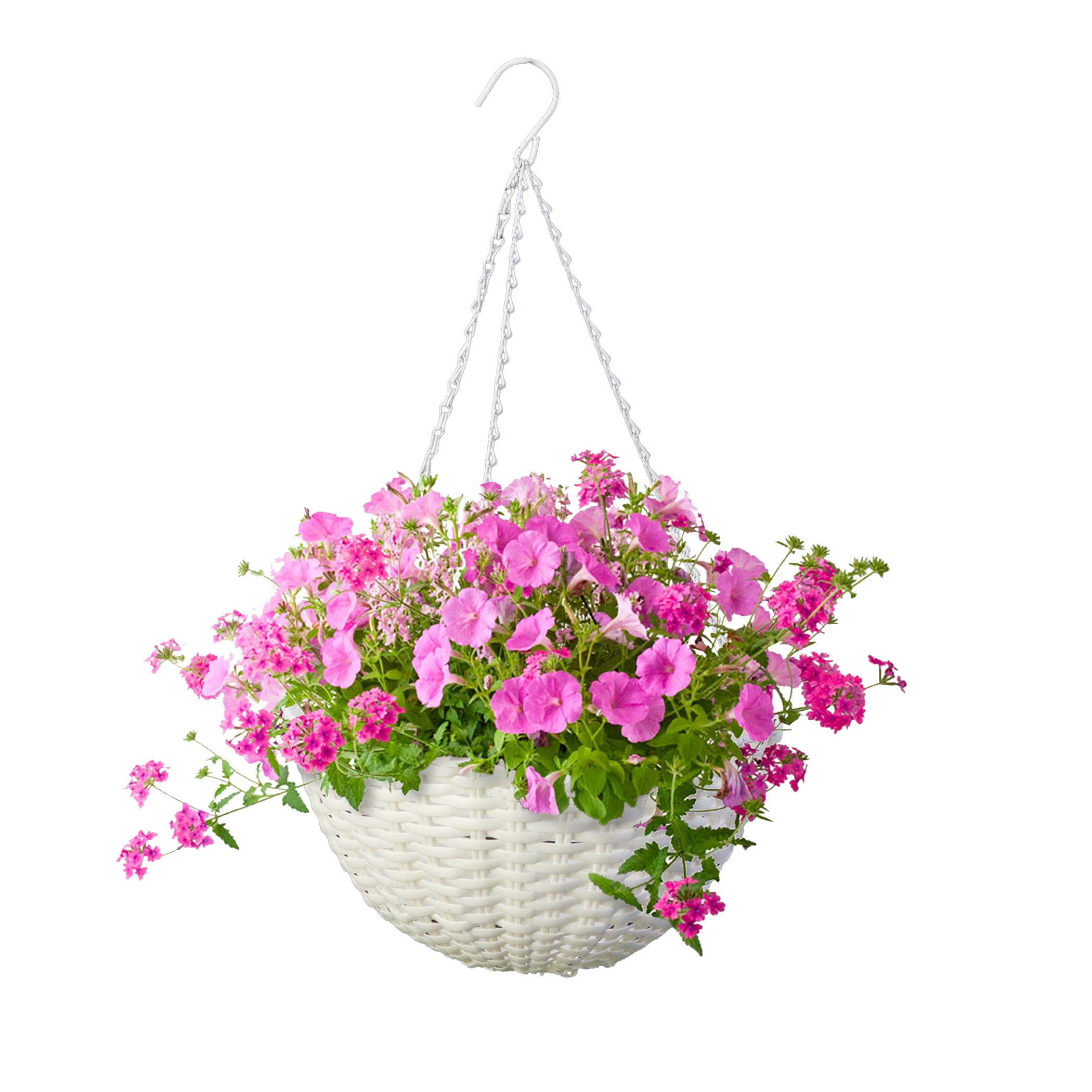 Panacea 14" Resin Woven Hanging Basket White — priced per each; minimum 6; multiples of 6