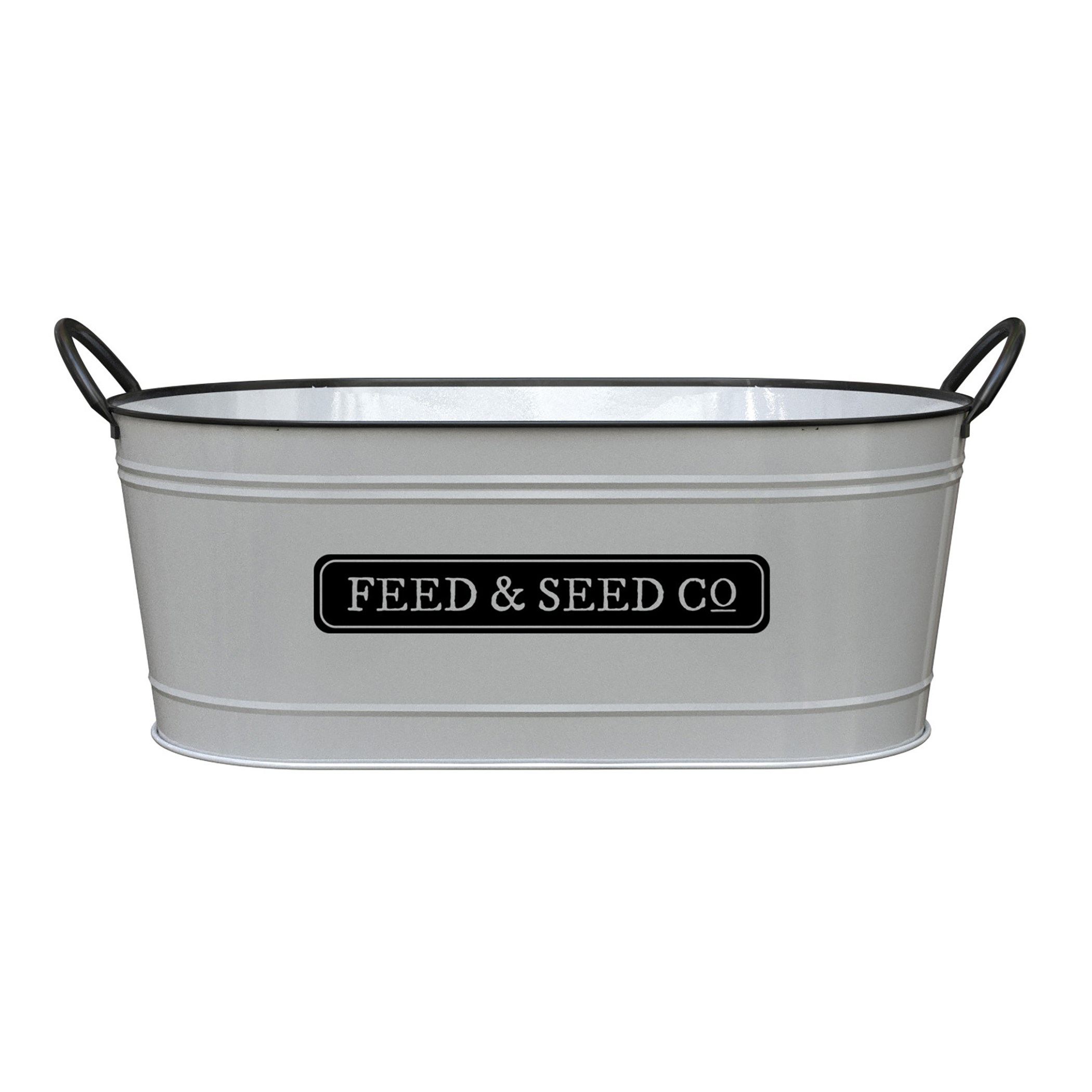 Panacea 16" Oval Feed & Seed Planter White — priced per each; minimum 6; multiples of 6