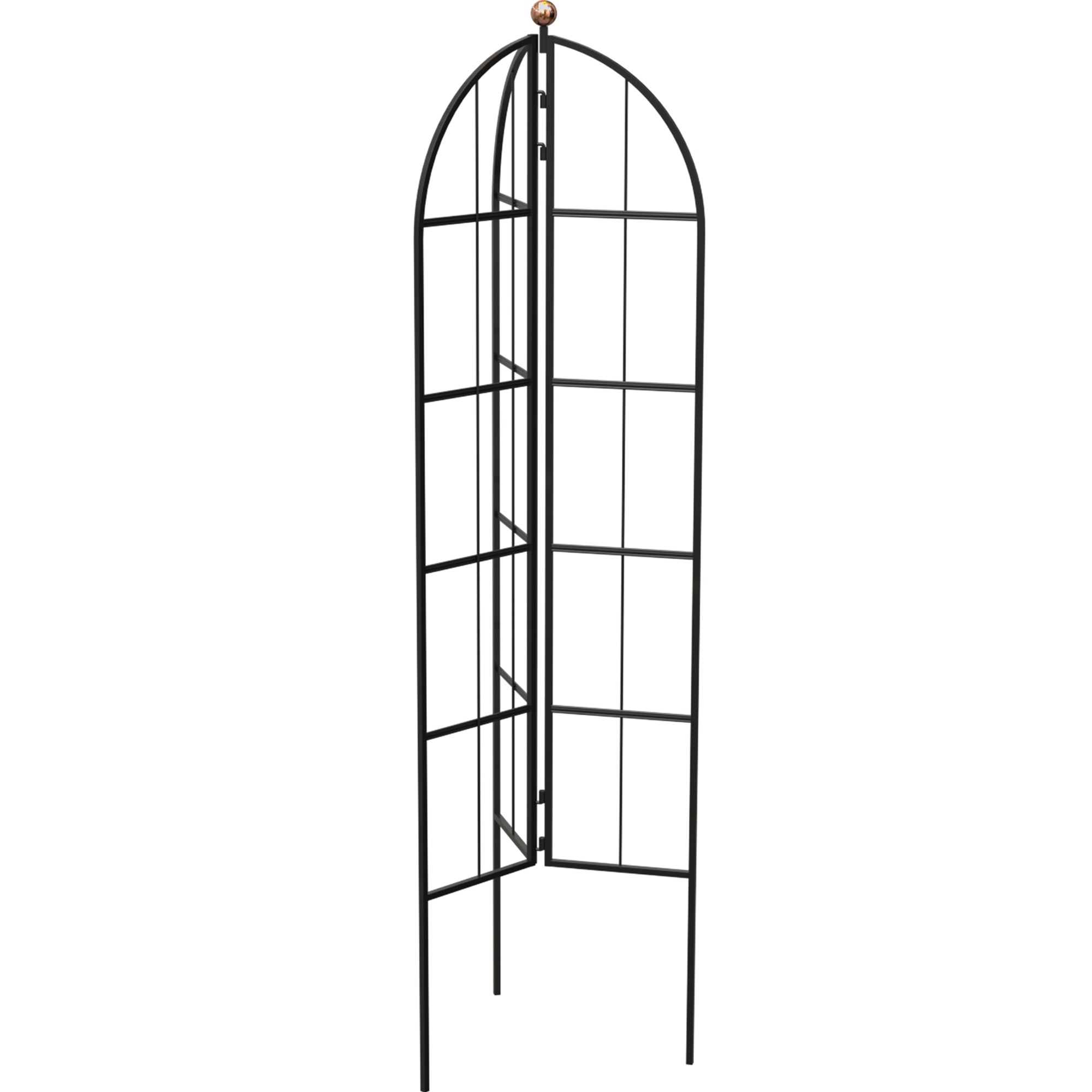 Panacea 64" Modern Farmhouse Folding 3- Panel Garden Obelisk/Trellis with copper Accent Ball