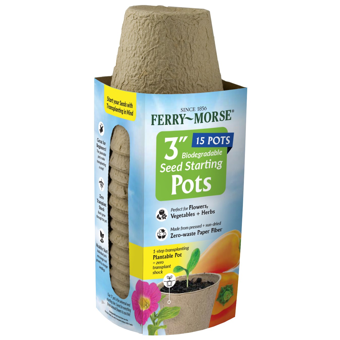 Ferry Morse 15pk 3" Round Fiber Pot Bonus Pack