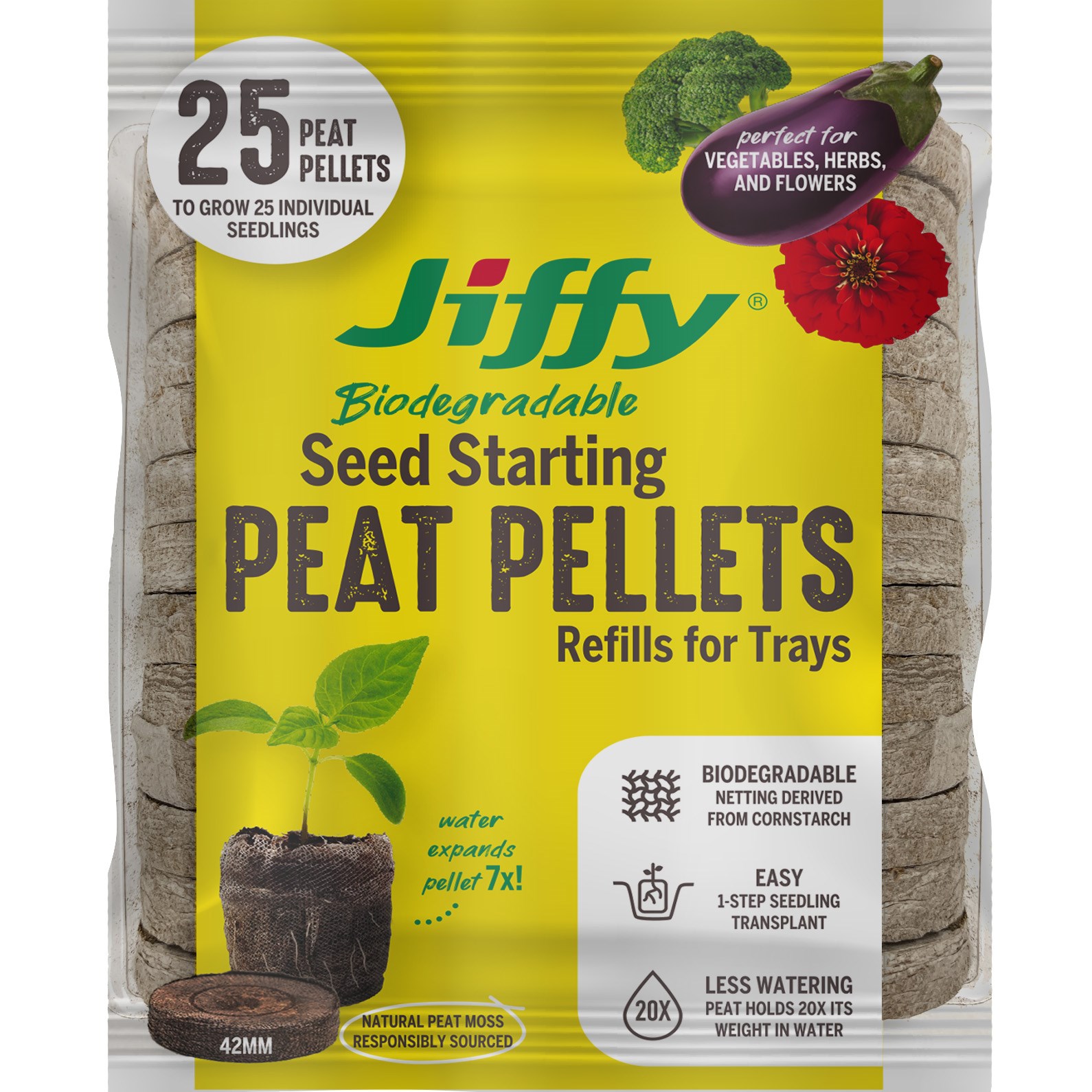Jiffy 42mm Pellet Refill 25 — priced per each; minimum 29; multiples of 29