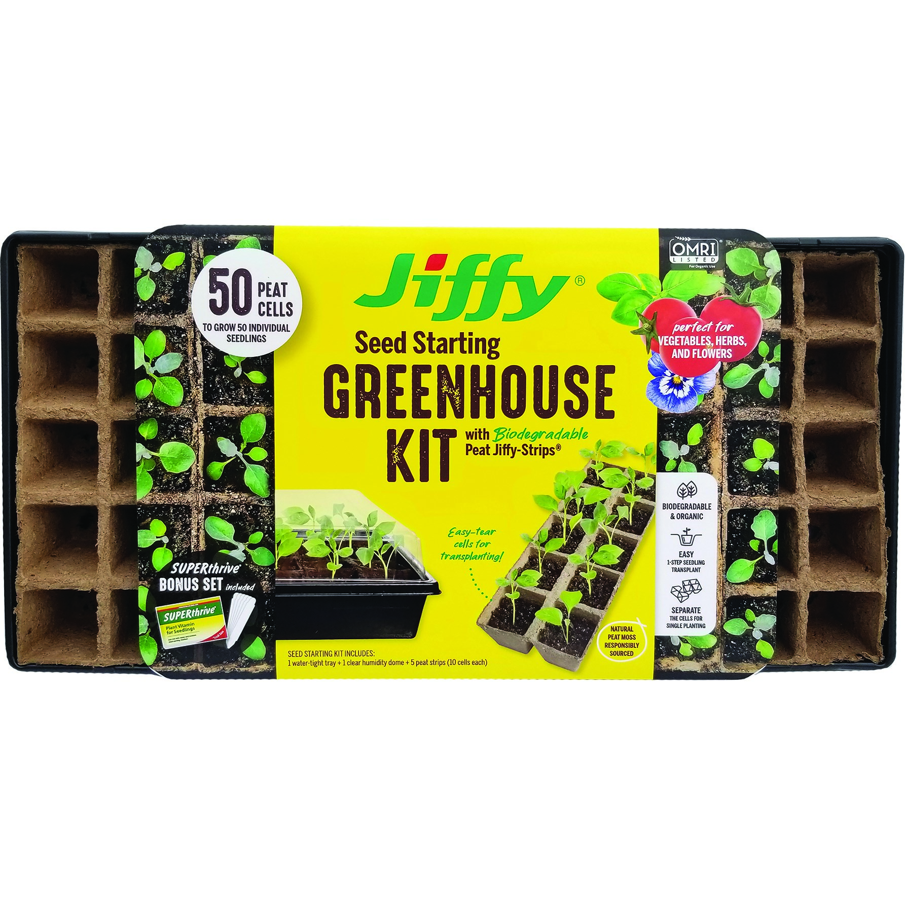 Jiffy Strips N Tray w/ Superthrive — priced per each; minimum 8; multiples of 8