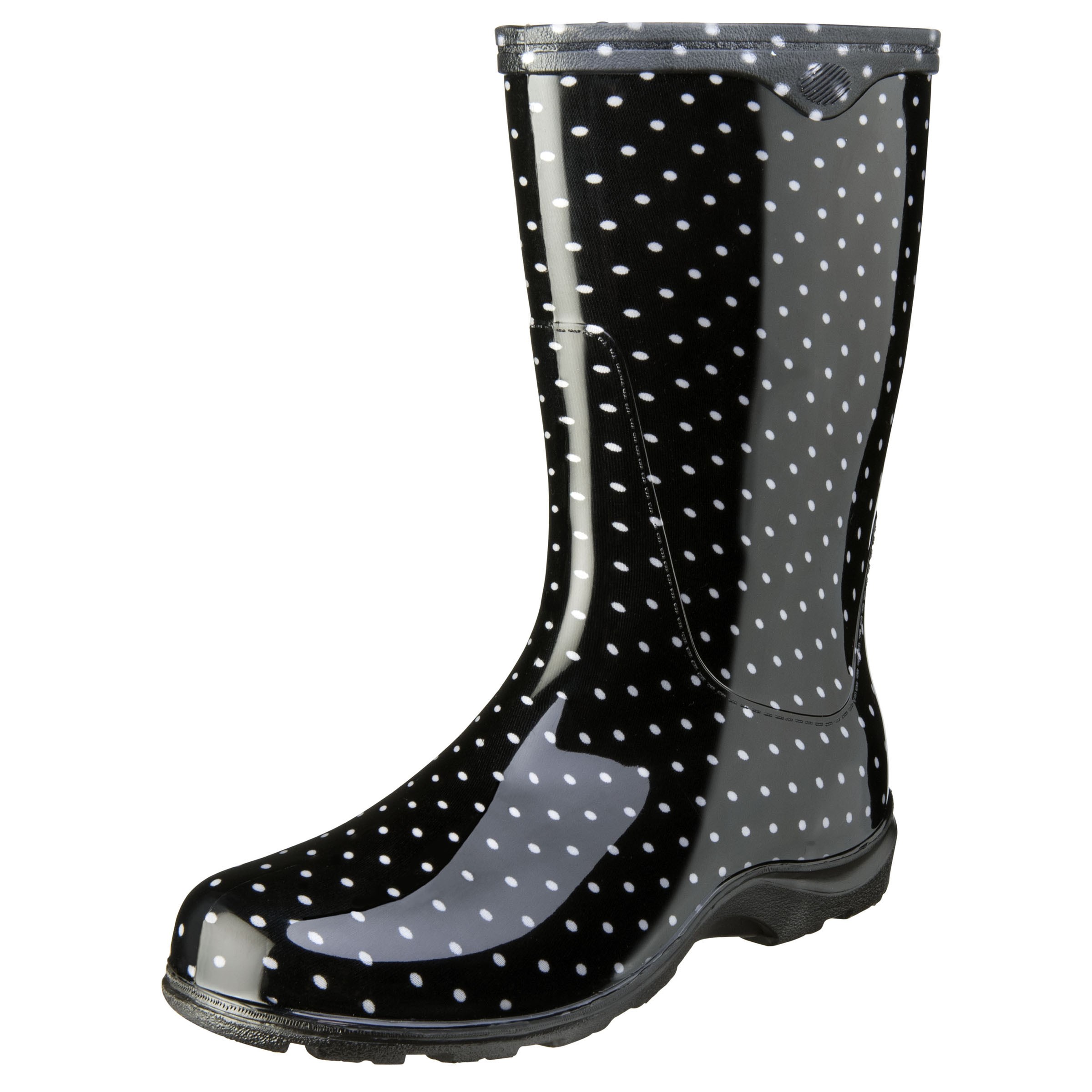 Sloggers Womens Boot Black White Polka Dot Size 8