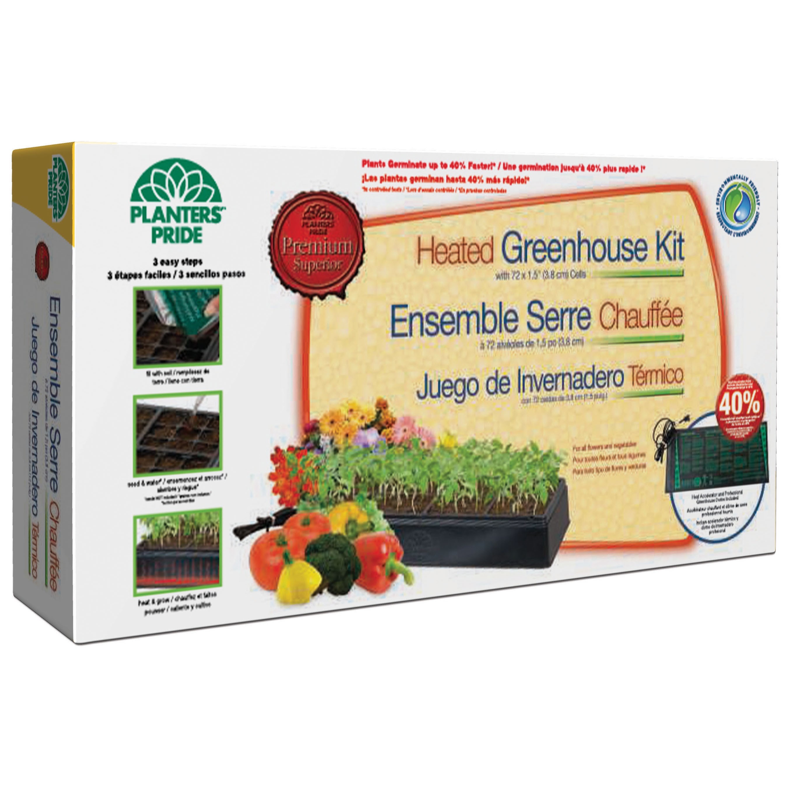 PlantBest Heated Greenhouse Kit (Tray Dome,Heat Mat, Base) — priced per each; minimum 6; multiples of 6