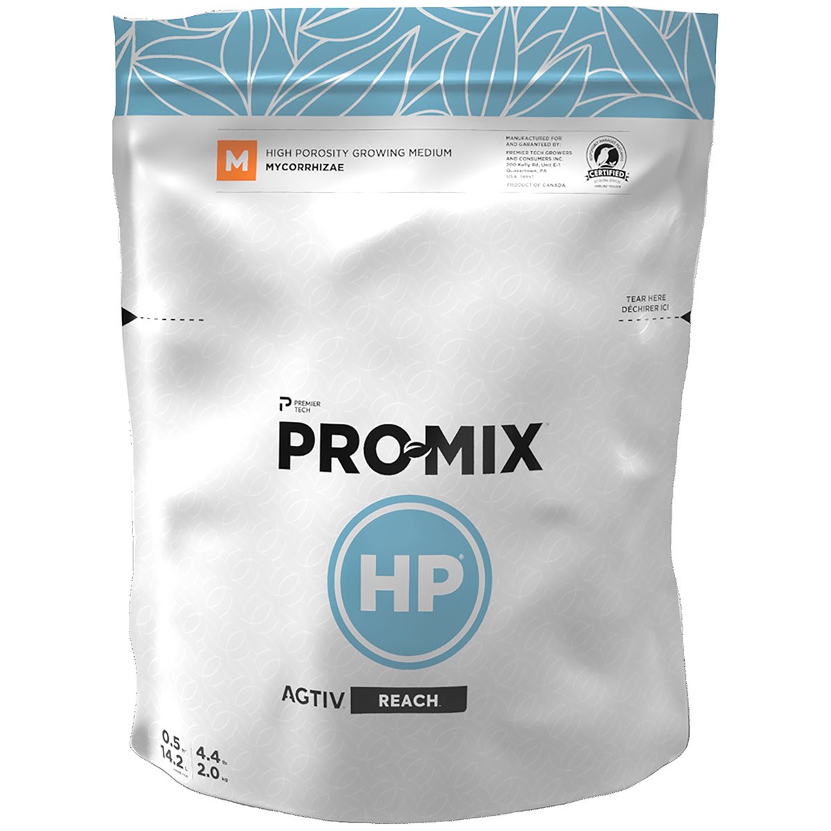 Premier Pro-Mix HP AGTIV REACH (MYCO) Grow Bag.5cf — Single Unit