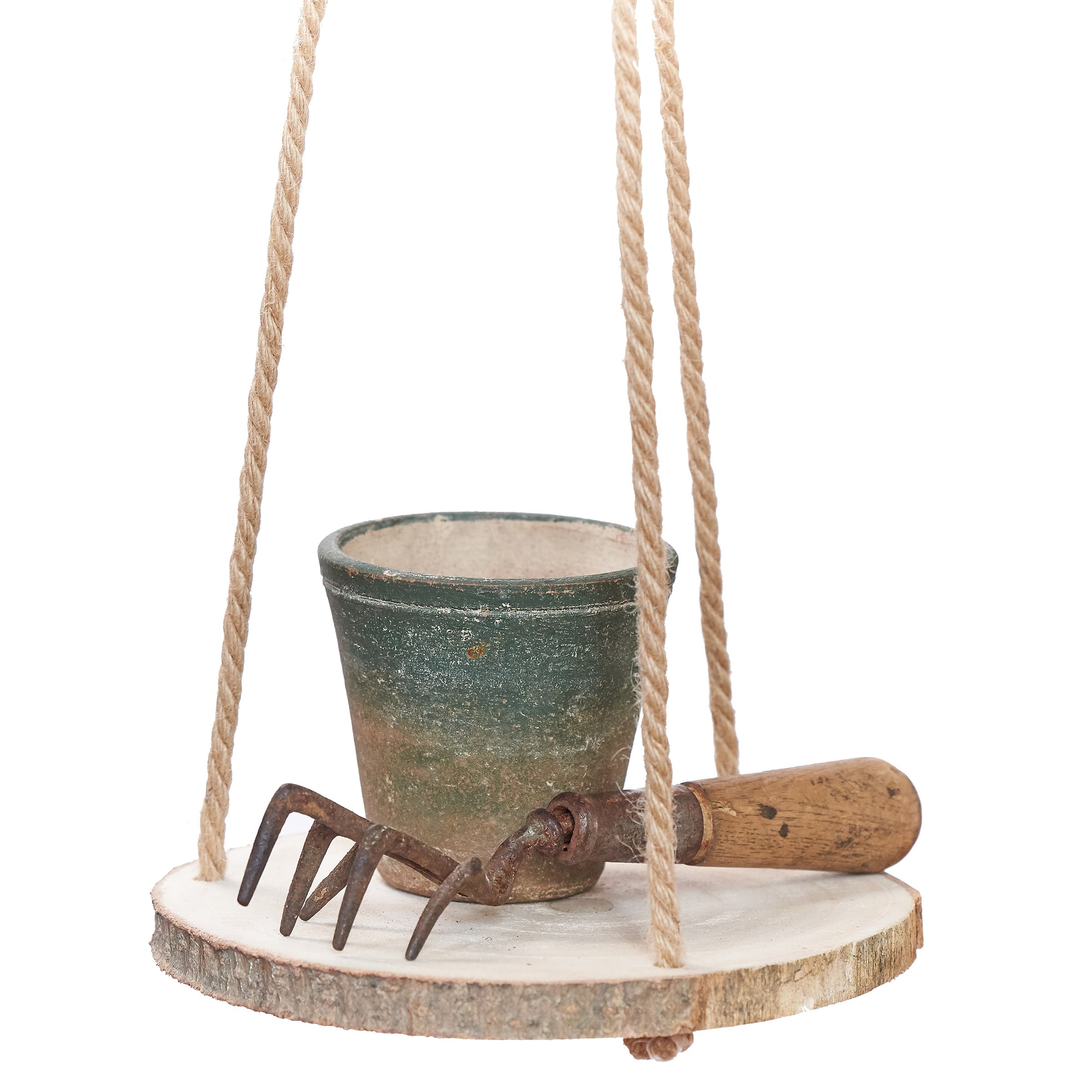 Primitve 6" Hanging Hardwood with Jute Hanger