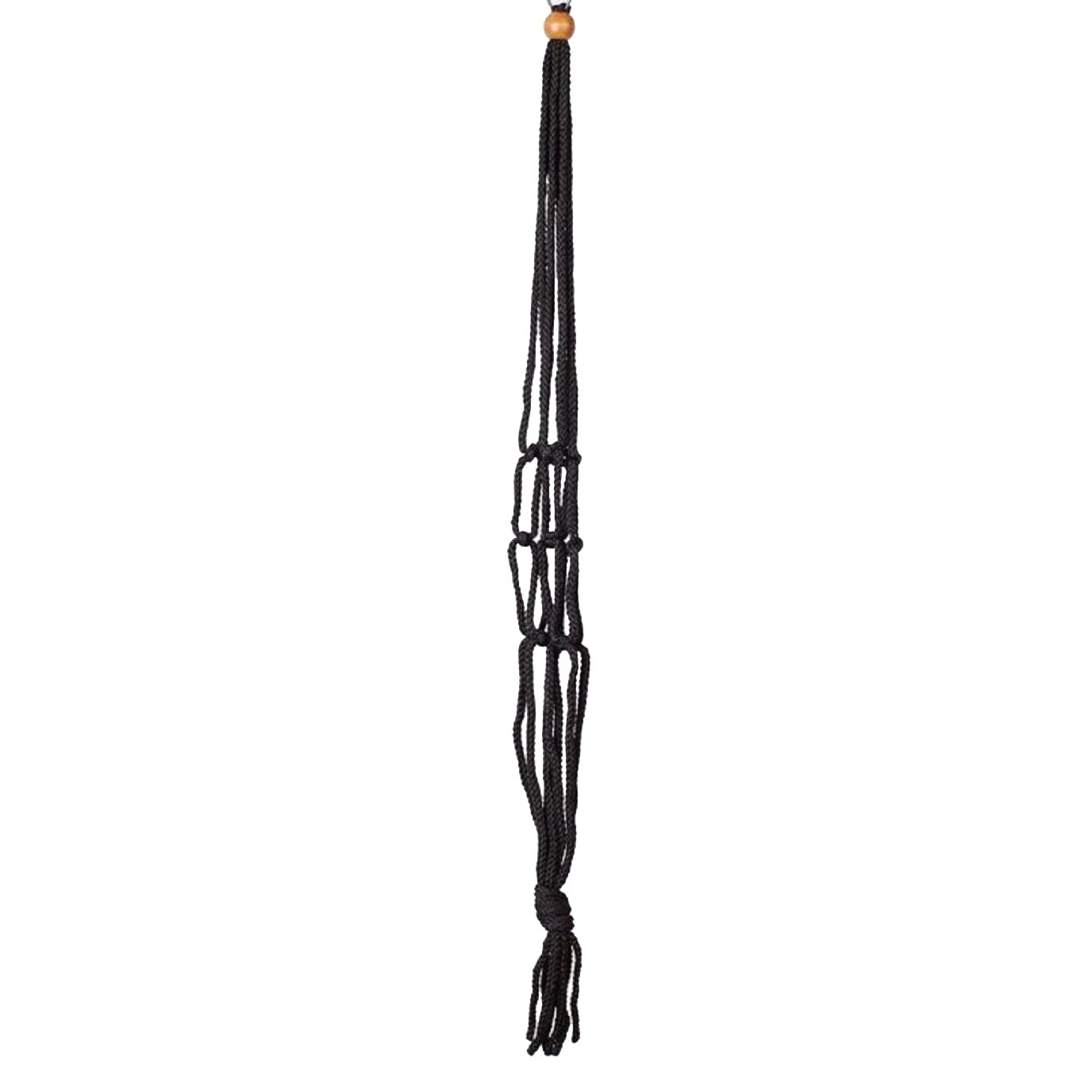 Primitive 30" Black Macrame Plant Hanger — priced per each; minimum 12; multiples of 12