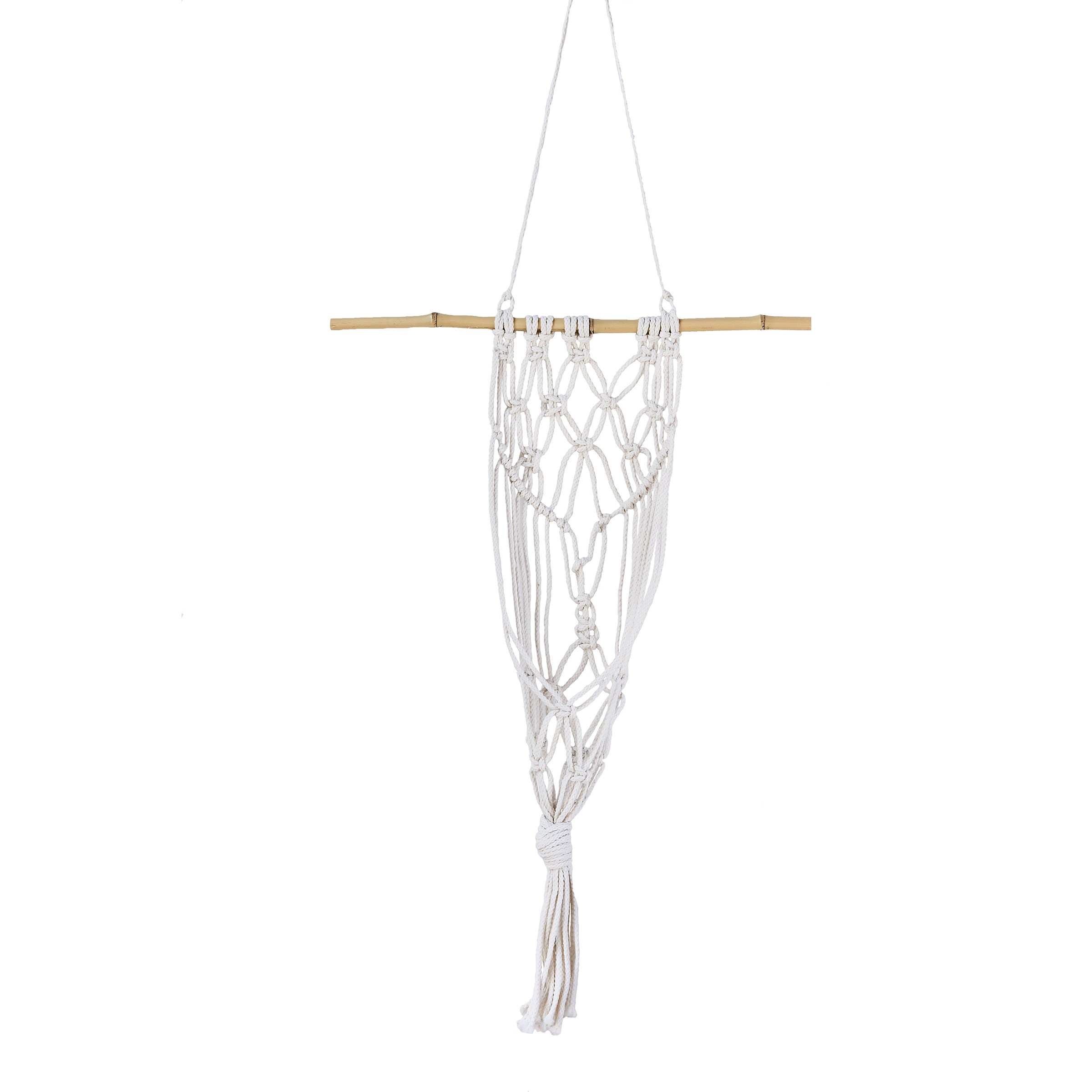 Primitive Large Macrame Wall Planter Antique White — priced per each; minimum 6; multiples of 6