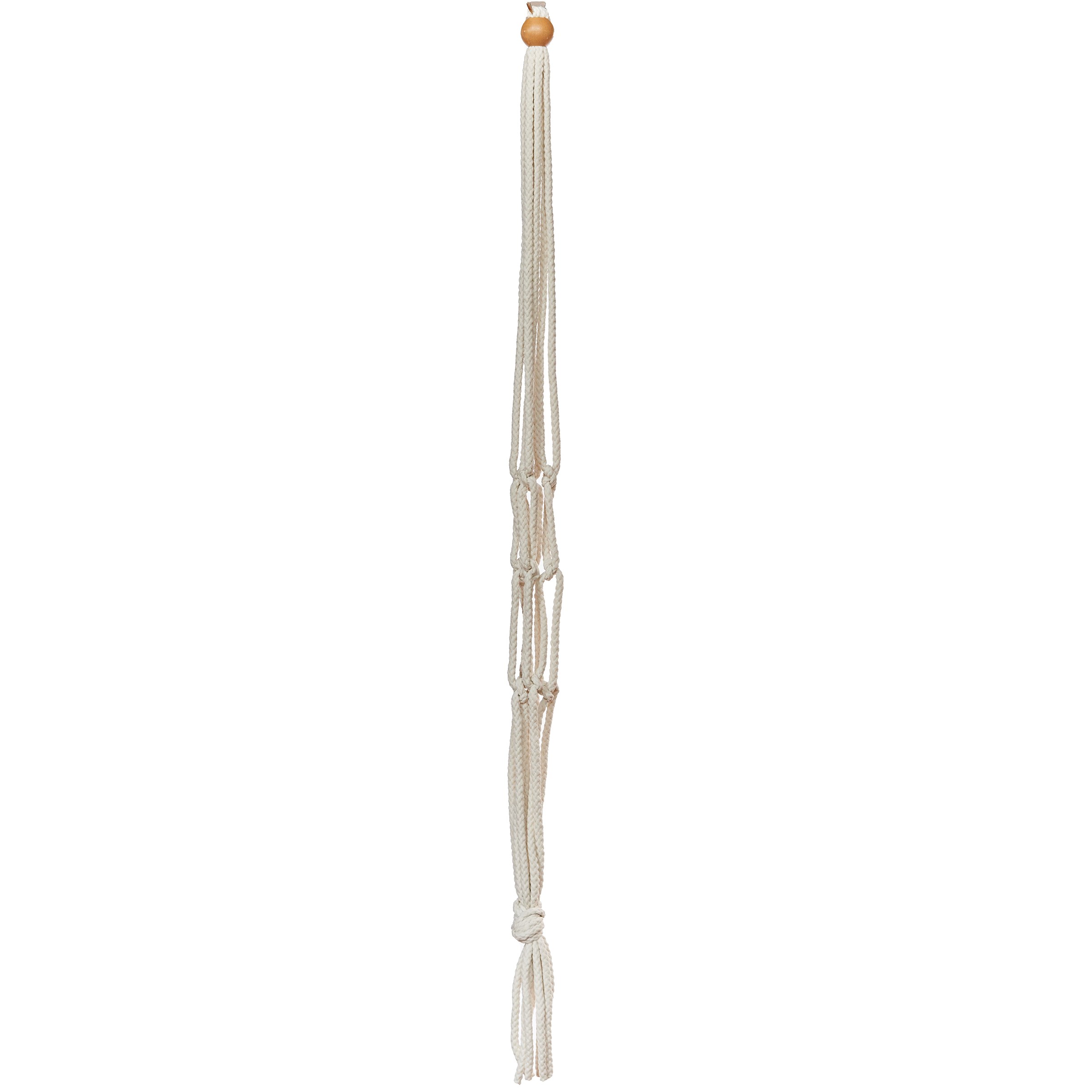 Primitive 36" Antique White Macrame Plant Hanger — priced per each; minimum 12; multiples of 12