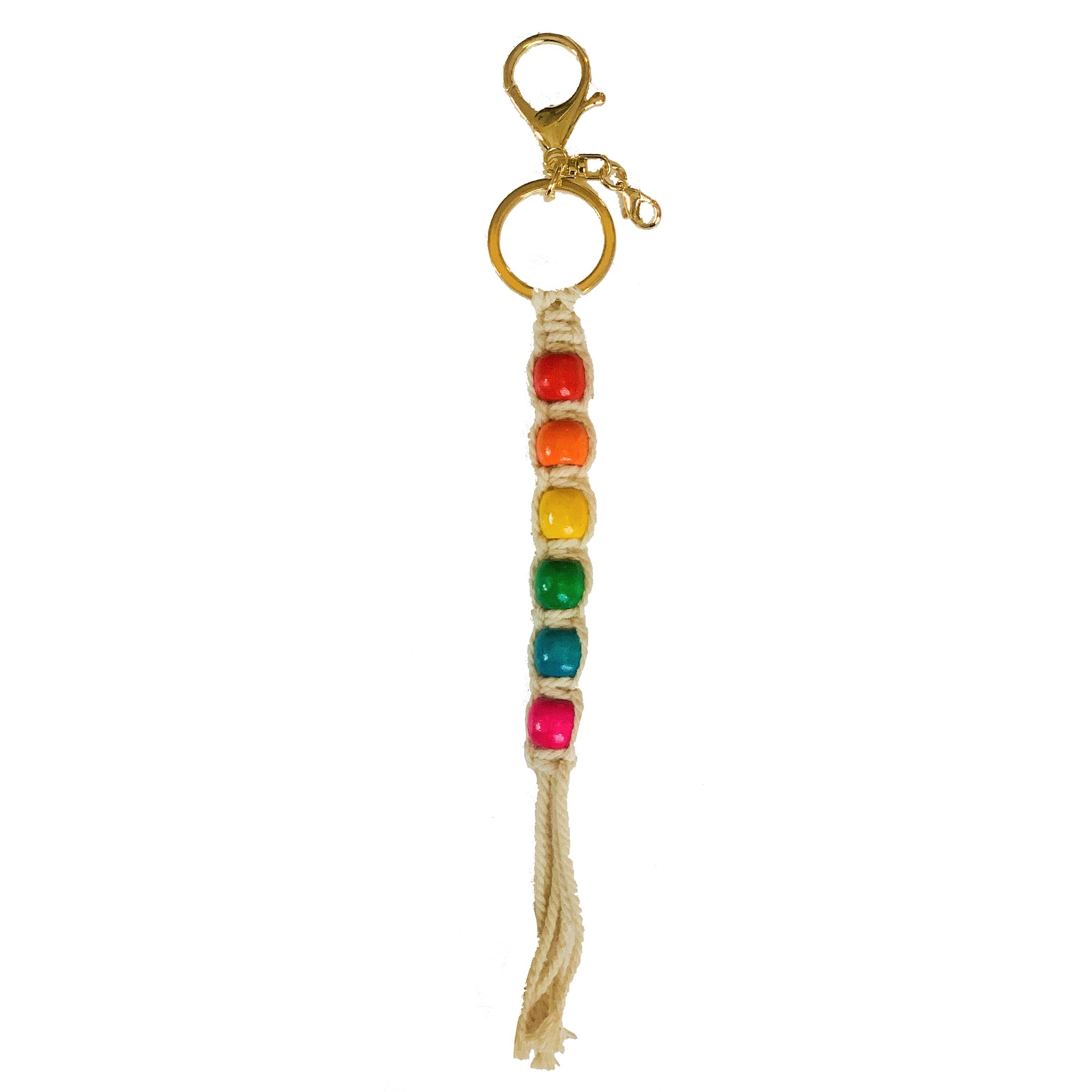 Primitive Rainbow Macrame Key Chain — priced per each; minimum 12; multiples of 12
